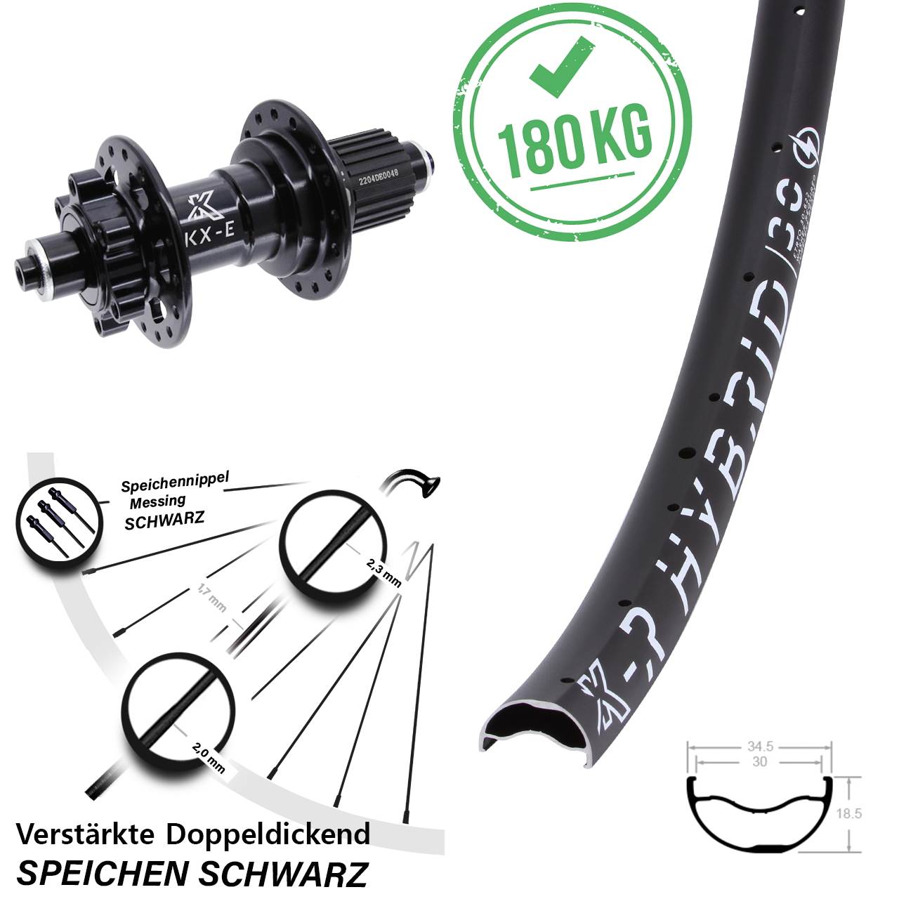 Disc Hinterrad QR 29 Zoll KX-ER Hybrid 30 Heavy Duty Shimano Micro Spline
