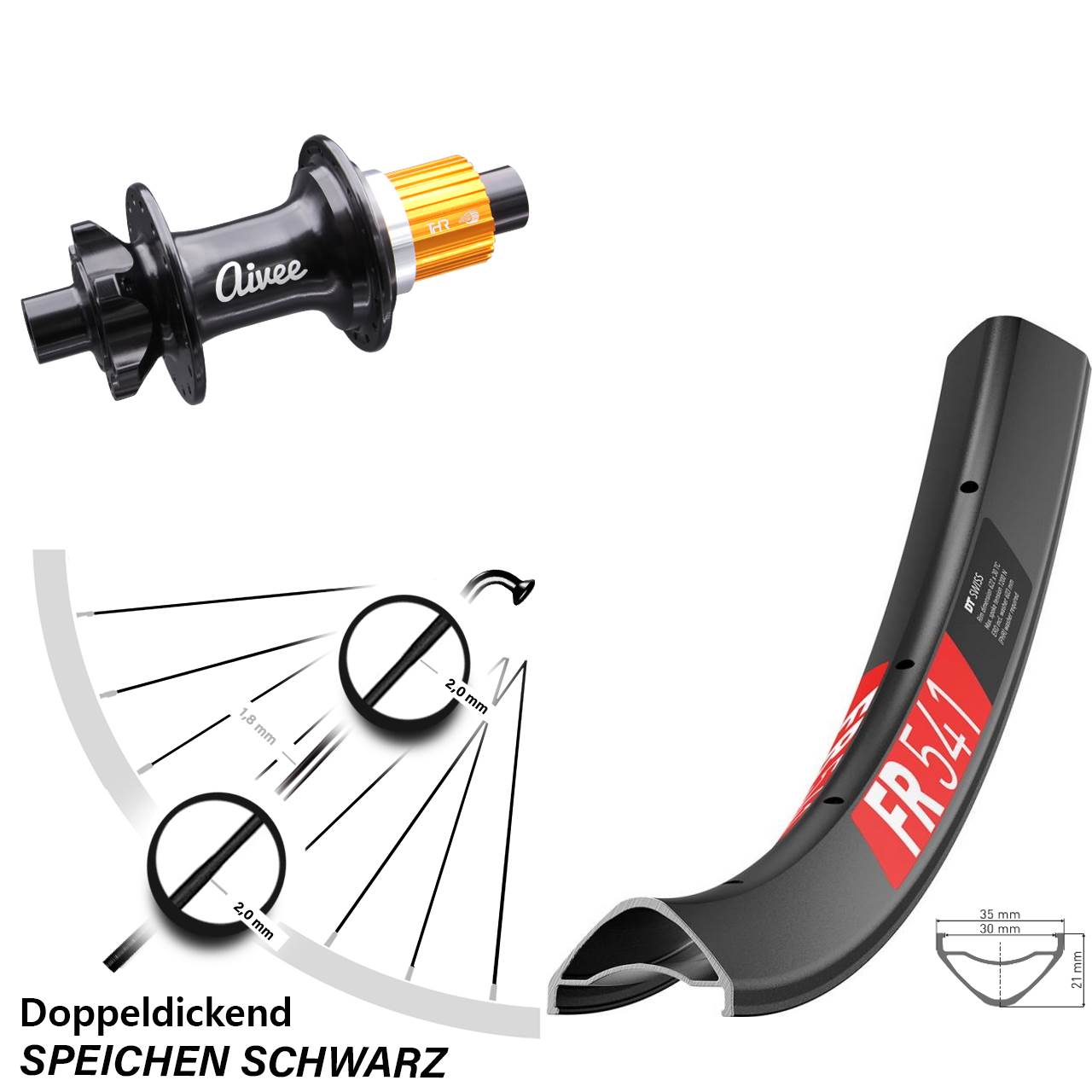 DT Swiss FR541 Hinterrad 29 Zoll Aivee Classic Boost 6-Loch 12x148 mm 12-fach Micro Spline