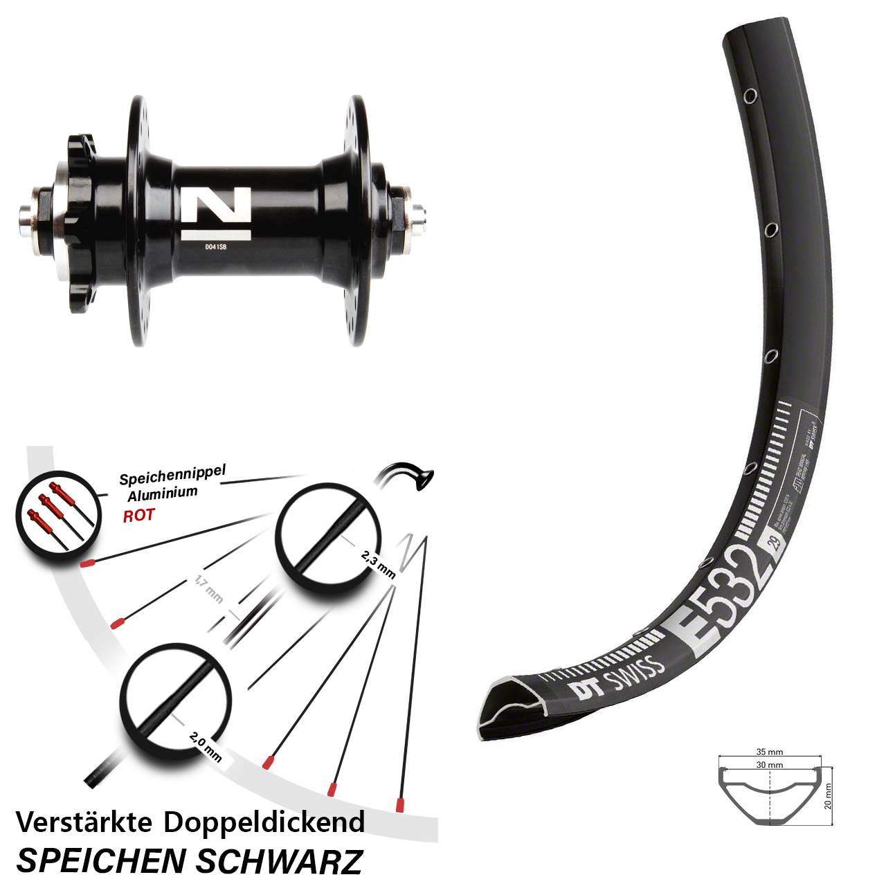 DT Swiss E532 Novatec D041 29 Zoll Disc Vorderrad für Schnellspanner