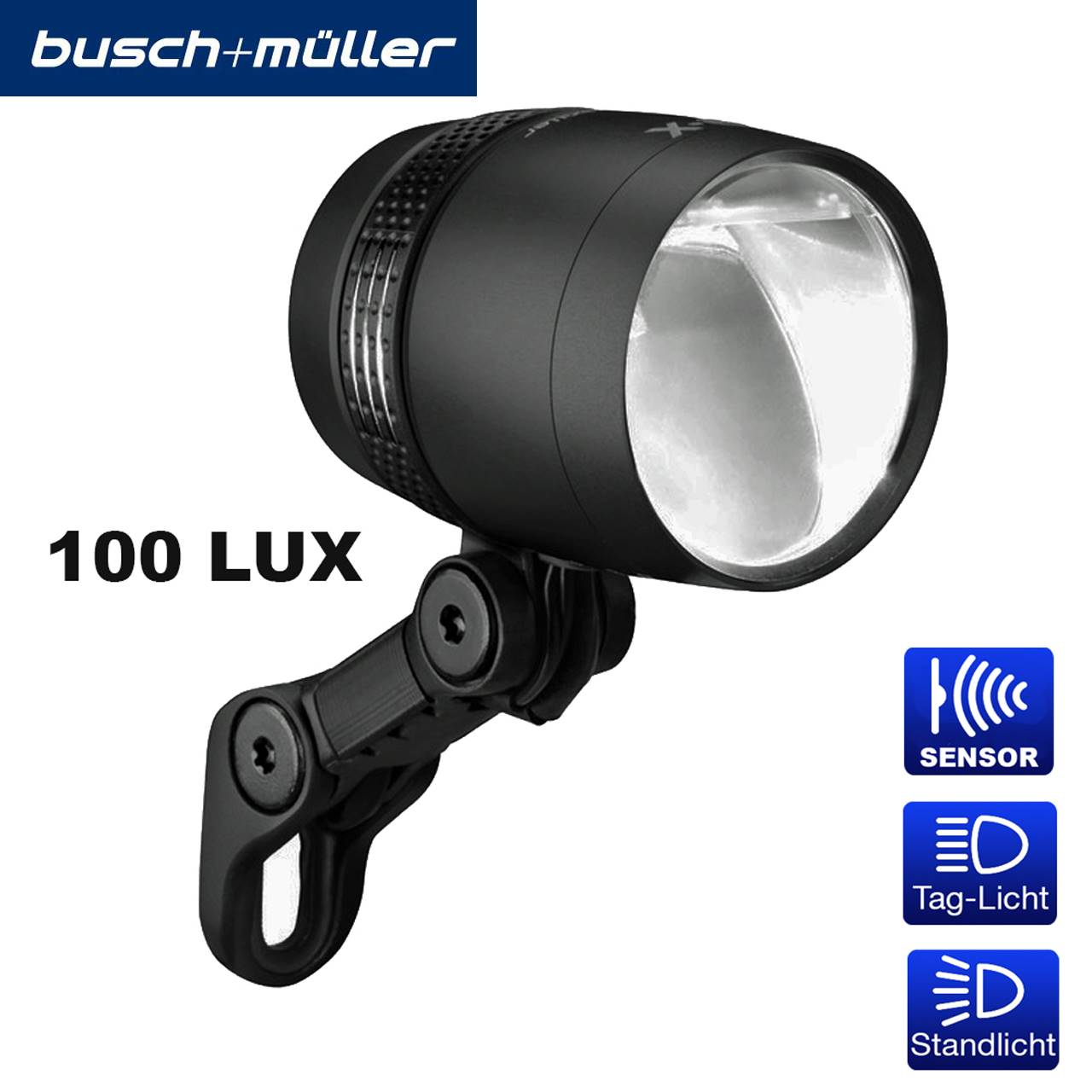 Busch & Müller LED Scheinwerfer IQ-X Senso Plus schwarz 100 Lux