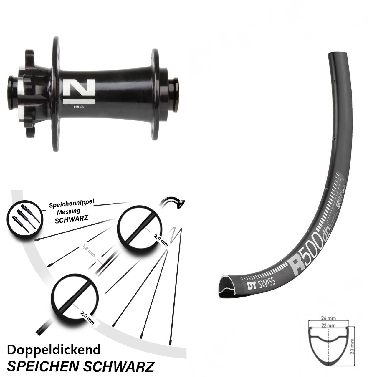 Novatec D791 DT Swiss R 500 Vorderrad Road Disc 6-Loch 12x100 mm Steckachse