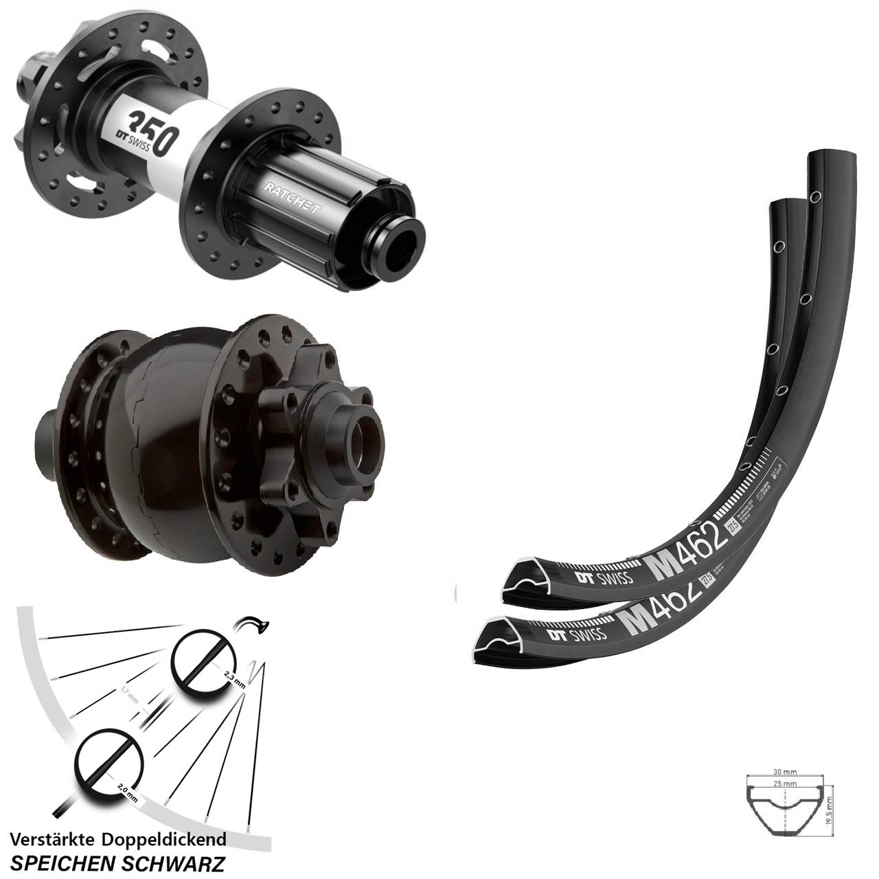 Disc Laufrad-Satz 29 Zoll DT Swiss M 462-350 SON 28 8-11 fach 15x100 12x142