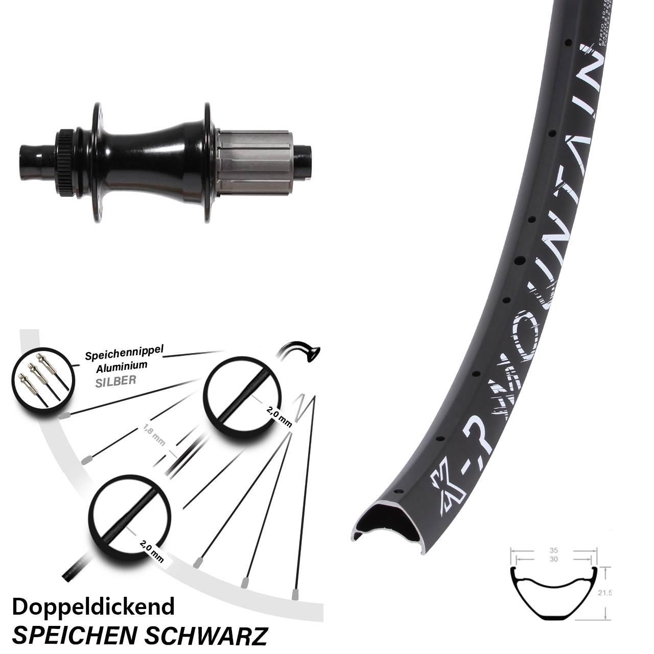 Formula Boost 12x148 mm schwarz KX-R Mountain Hinteres Rad 29 Zoll Centerlock MTB