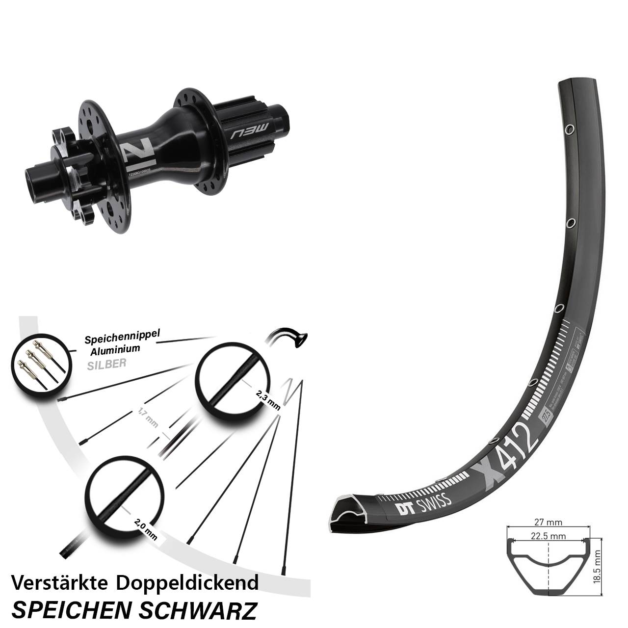 6-Loch Hinterrad 12x142 29 Zoll DT Swiss X 412 Novatec D792 Campagnolo N3W