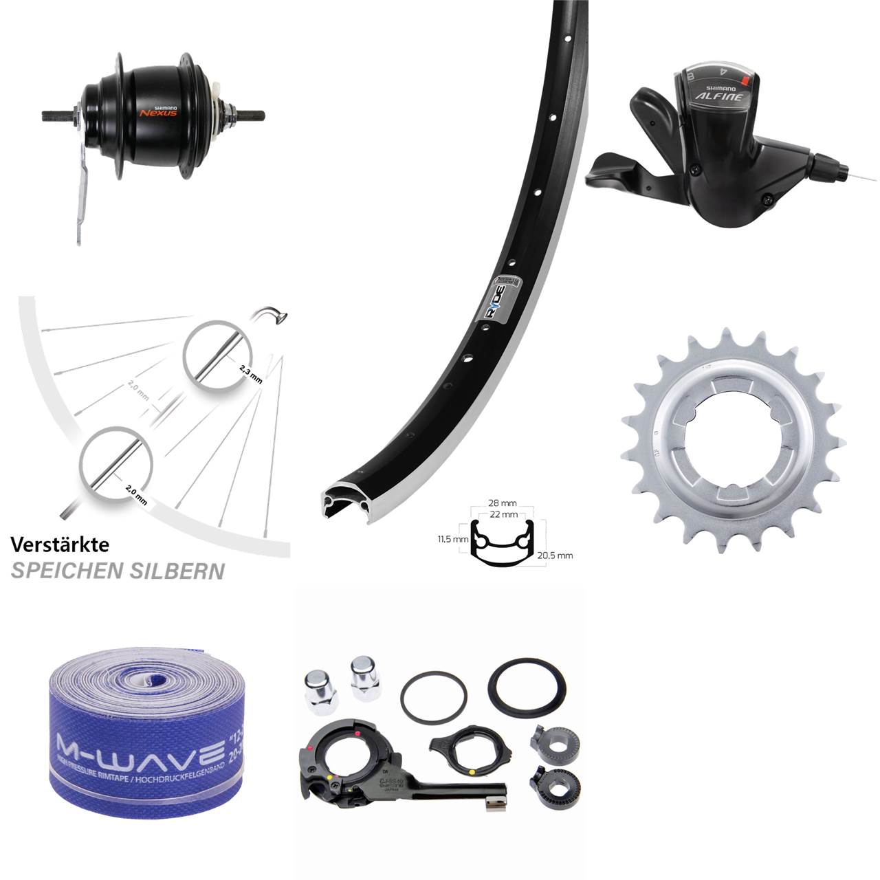 Hinterrad 27,5 Zoll Ryde Andra 35 Shimano Nexus 8 Gang Rücktritt