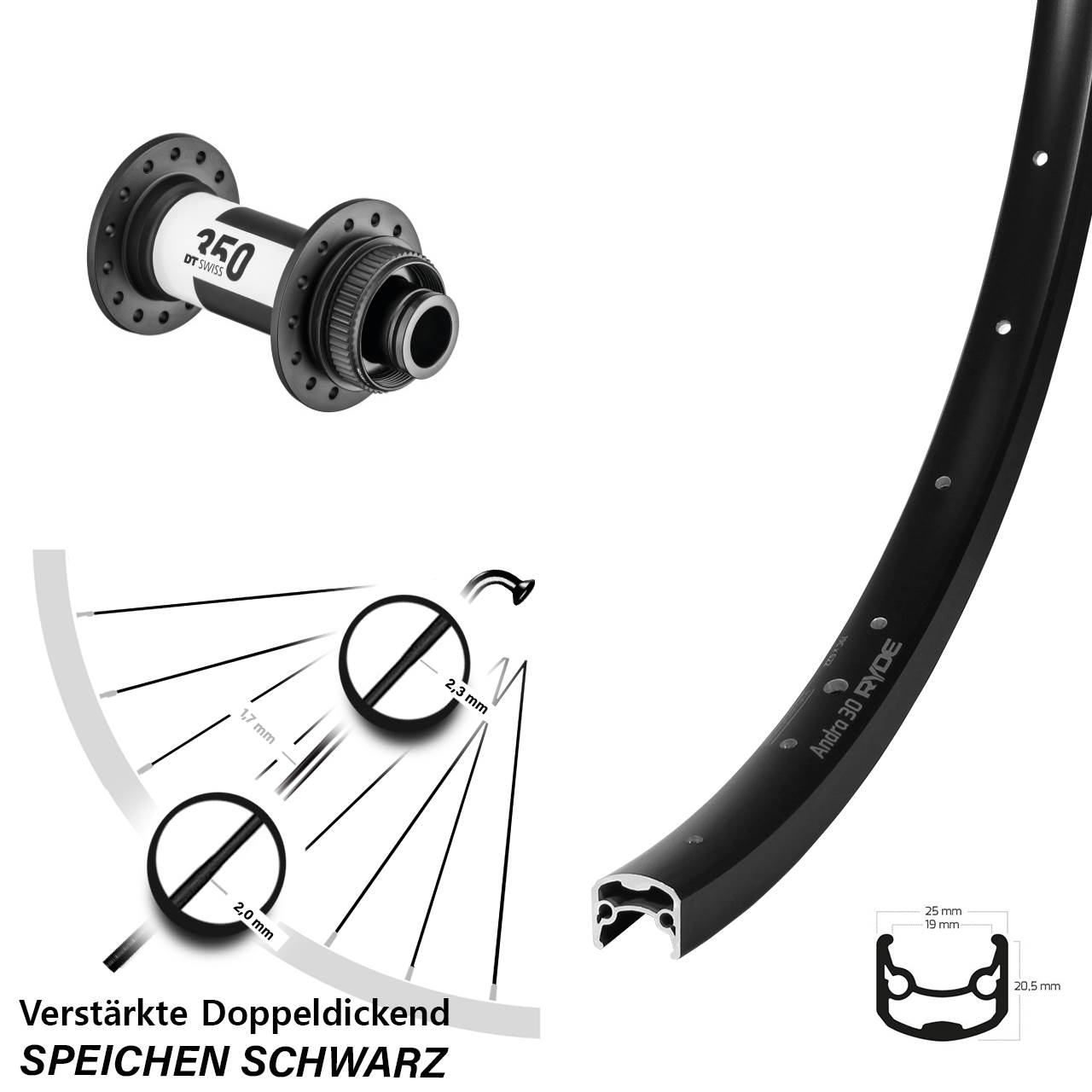 Disc Laufrad 28 Zoll Ryde Andra 30 DT Swiss 350 15x100