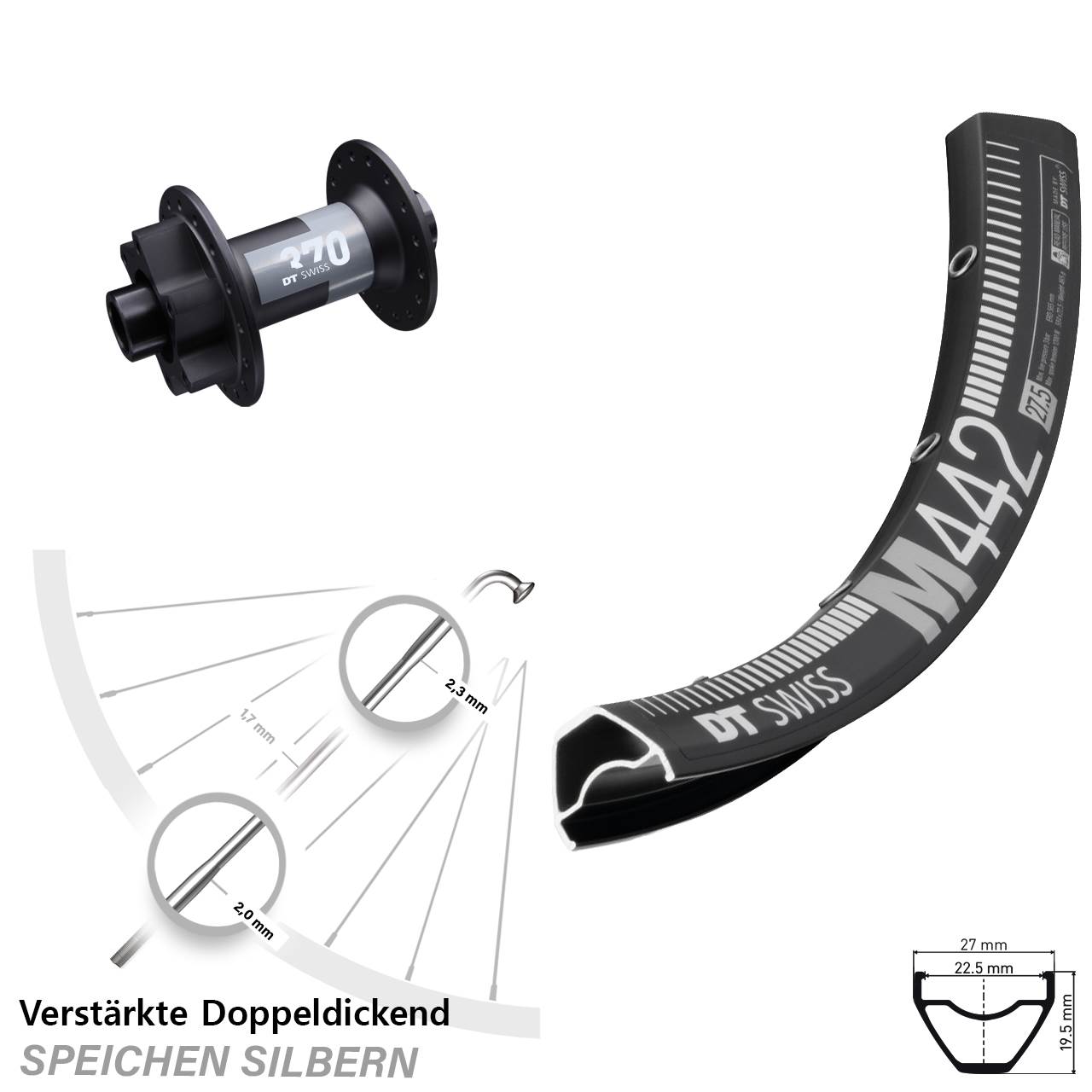 Vorderrad 6-Loch 28-29 Zoll DT Swiss M 442-370 12x100