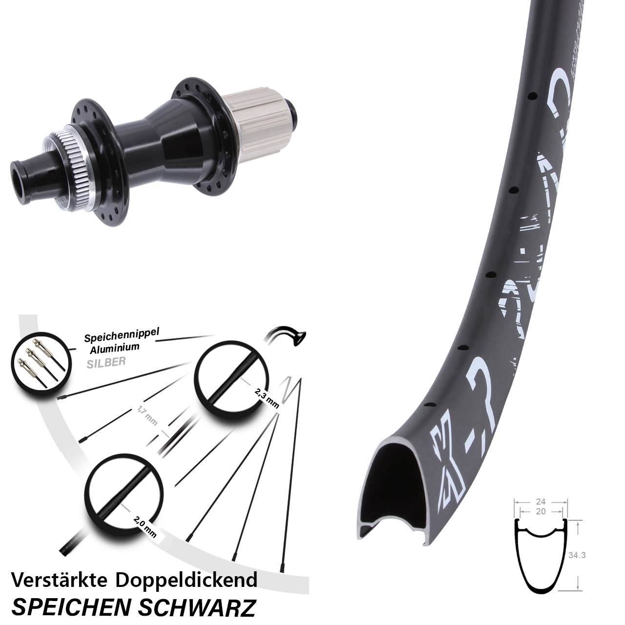 Hinterrad Centerlock 28-29 Zoll KX-R Road Novatec CL142 8-12 fach 12x142