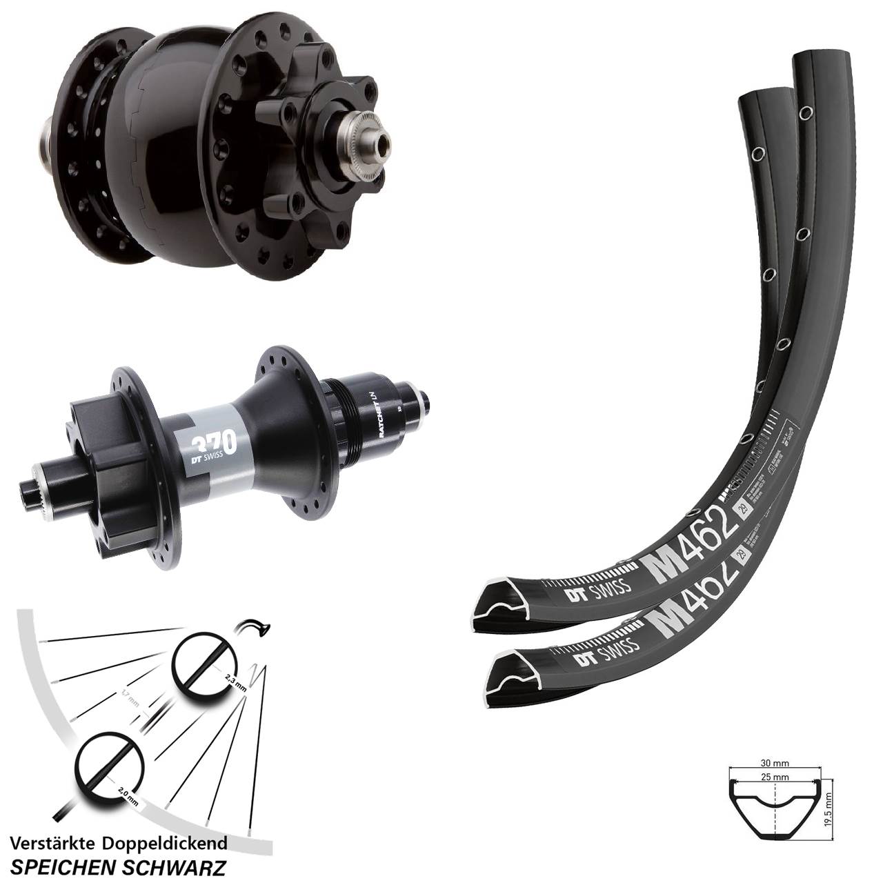 Disc Laufrad-Satz 27,5 Zoll DT Swiss M462 370 SON 28 SRAM XD QR