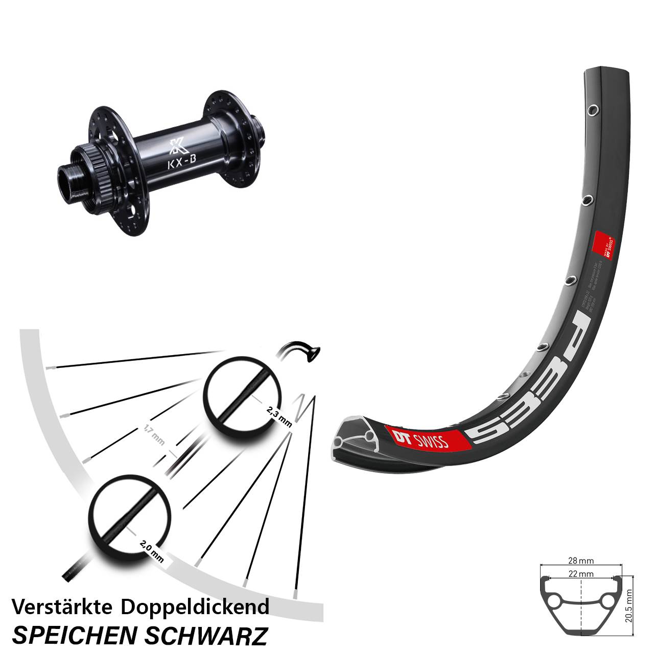 Boost Vorderrad Centerlock 15x110 29 Zoll DT Swiss 533 D KX-B