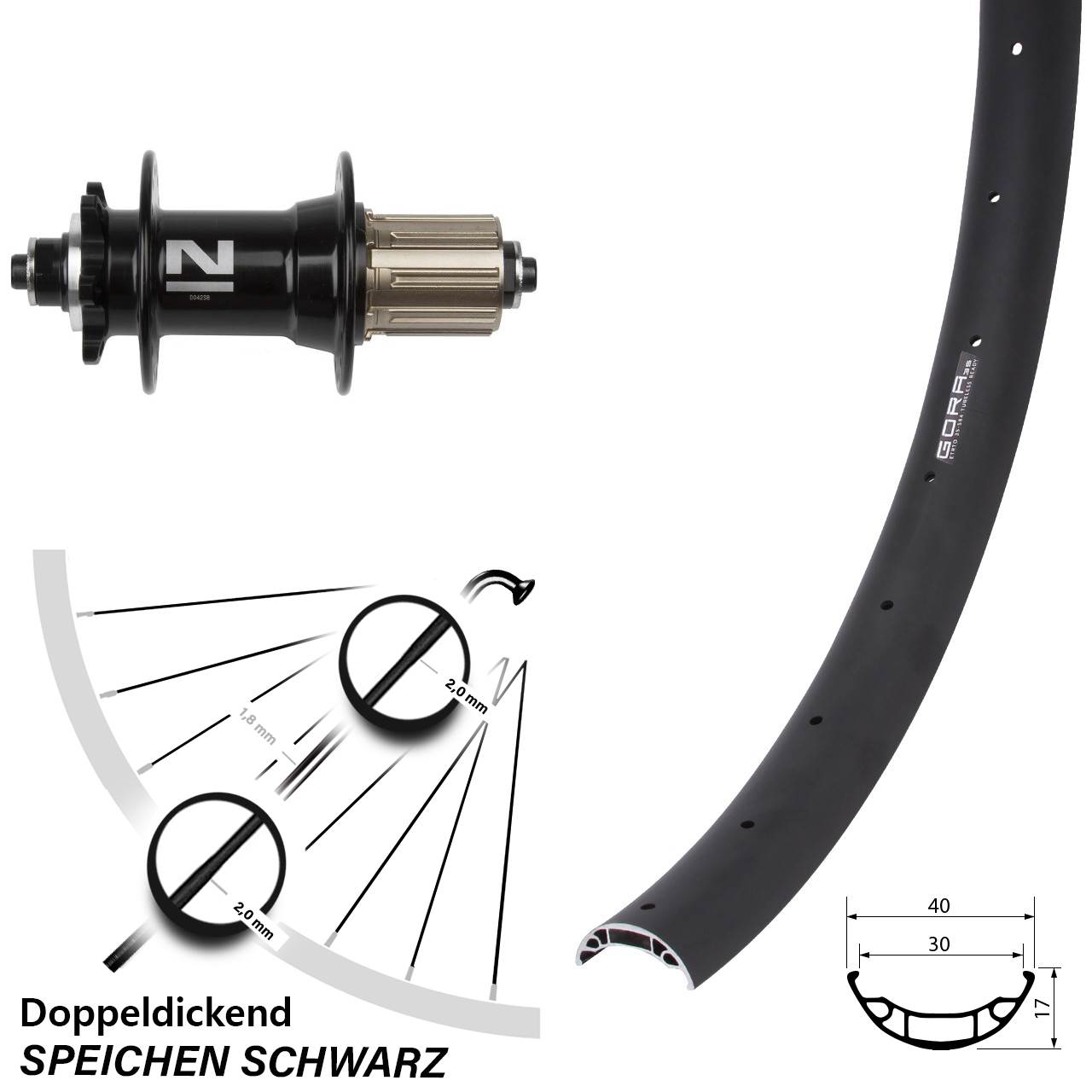 27,5 Zoll Gora 35 Novatec D042 Disc Laufrad für Schnellspanner 8-11 fach