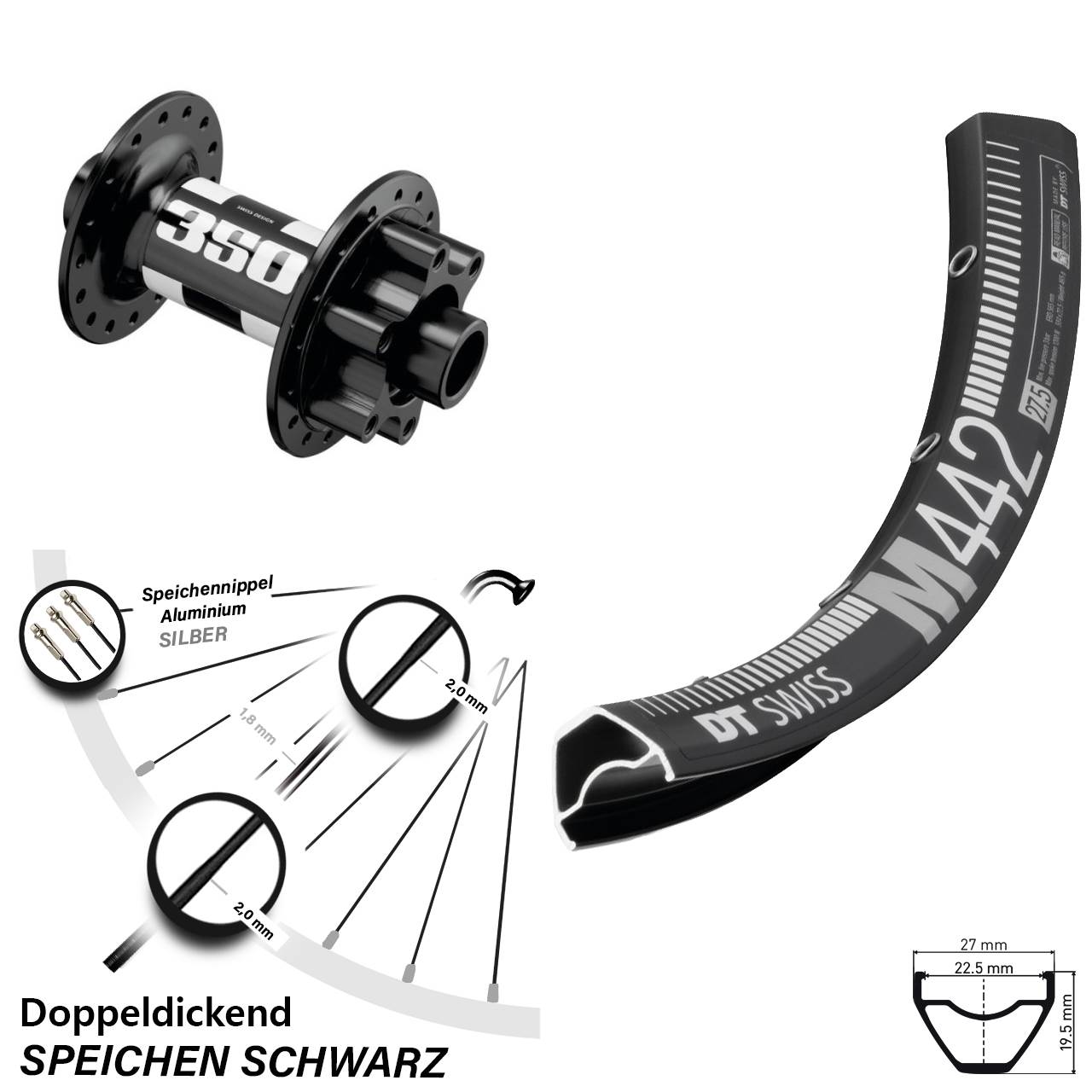 29 Zoll Vorderrad DT Swiss M 442-350 Boost
