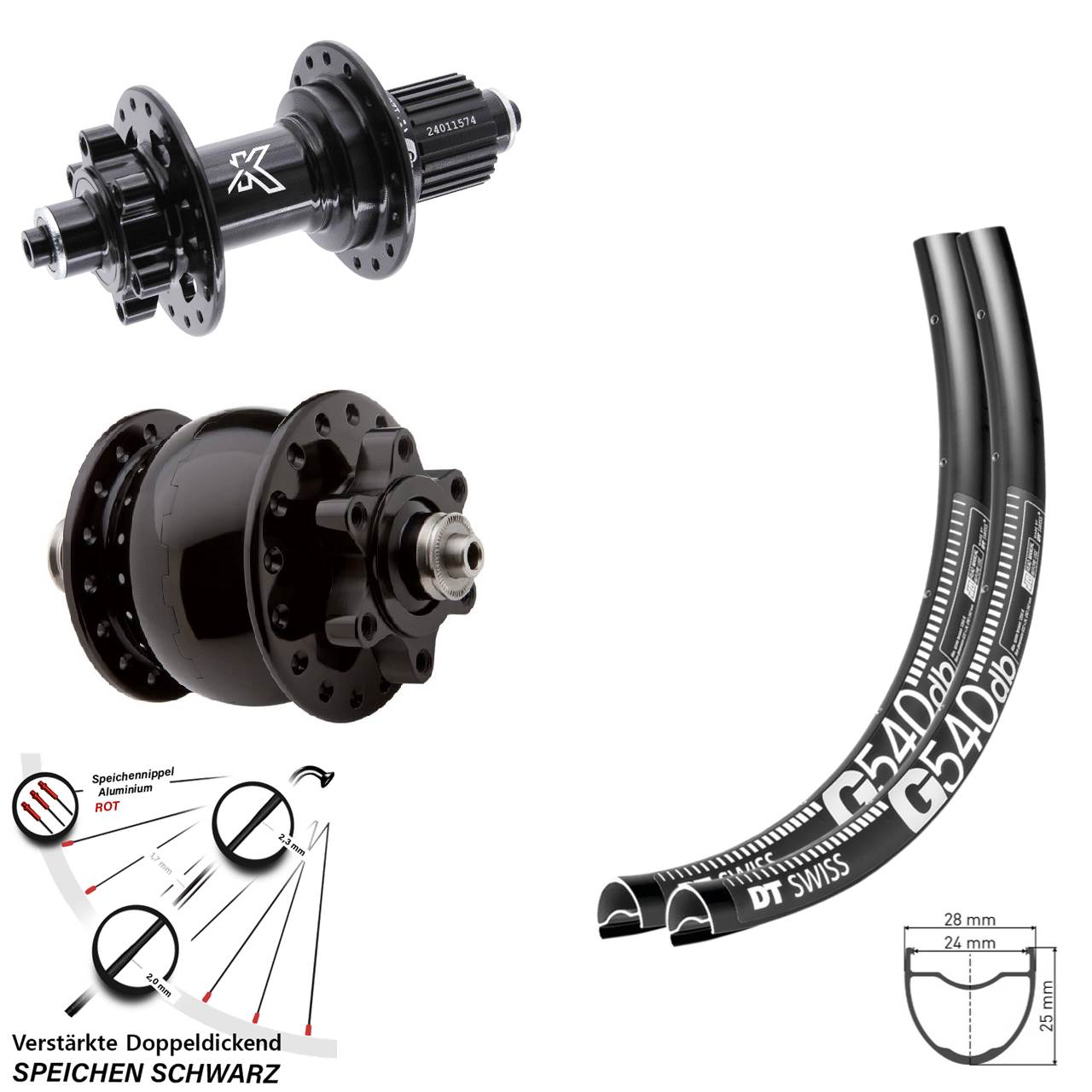 29 Zoll DT Swiss G540 KX-M SON 28 Micro Spline Disc Laufradsatz 5x100/135