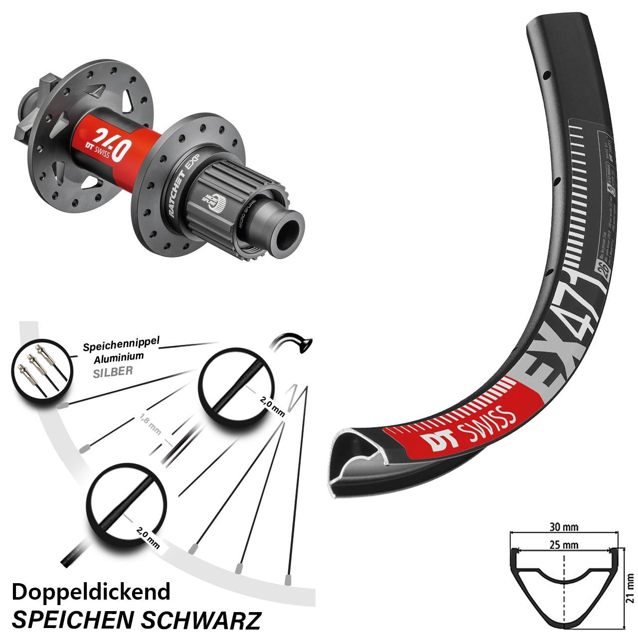 EX 471 DT Swiss 240 EXP Micro Spline Boost 6-Loch Laufrad 29 Zoll 12x148 mm