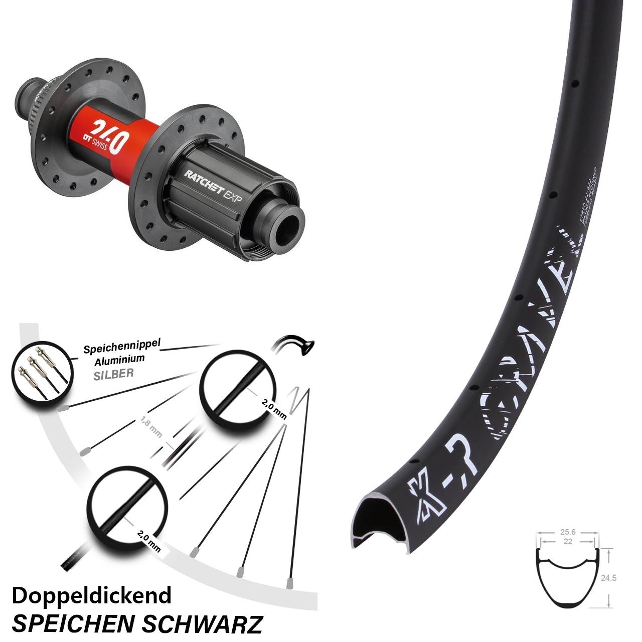 KX-R Gravel Disc-Hinterrad DT Swiss 240 EXP Road Centerlock 12x142 mm 11-fach