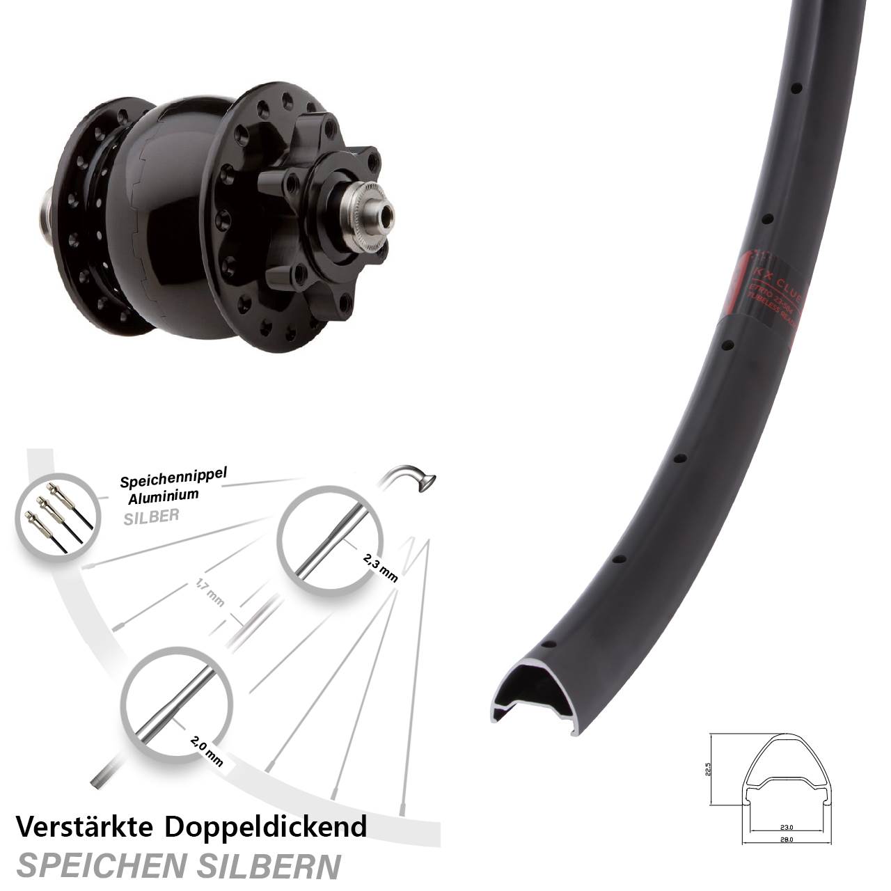 Disc Dynamo-Vorderrad für Schnellspanner 29 Zoll KX Clue SON 28
