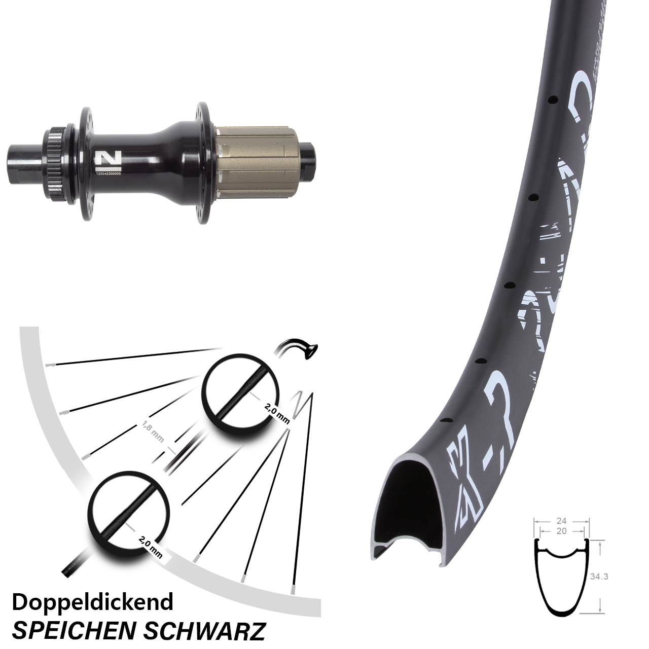 28 Zoll KX-R Road Novatec D792SB Centerlock Hinterrad 12x142 8-12 fach HG