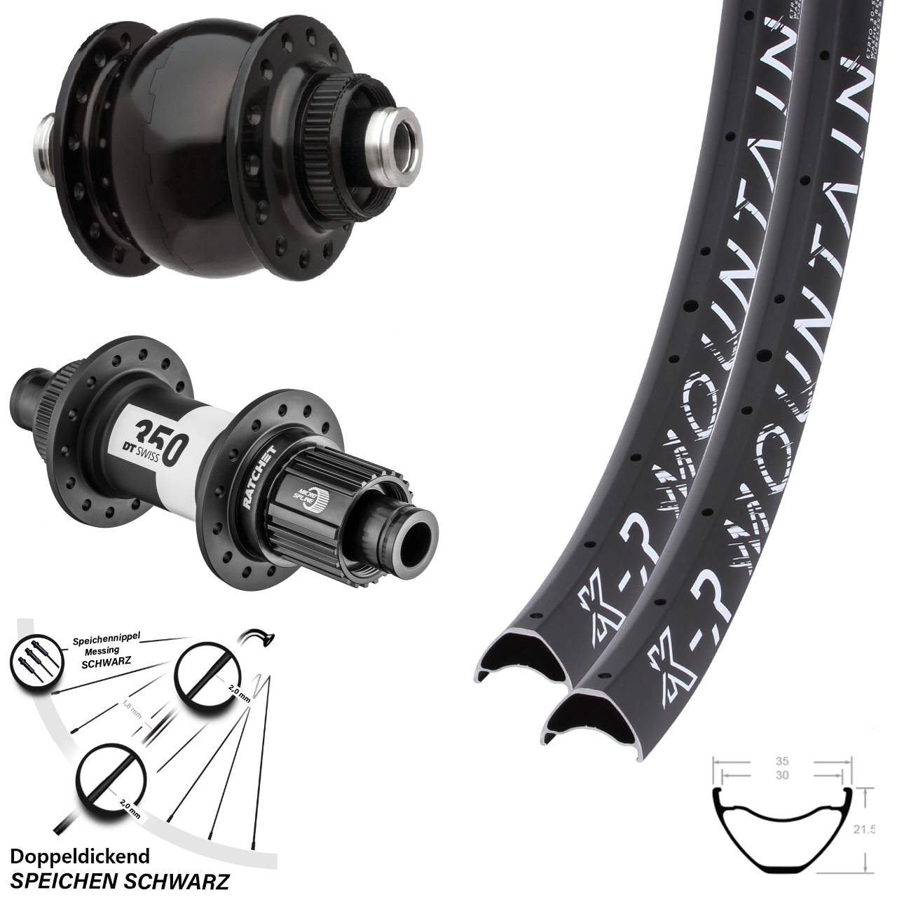 Disc Laufrad-Satz 12x100/142 27,5 Zoll KX-R Mountain DT Swiss 350 SON 28 Micro Spline