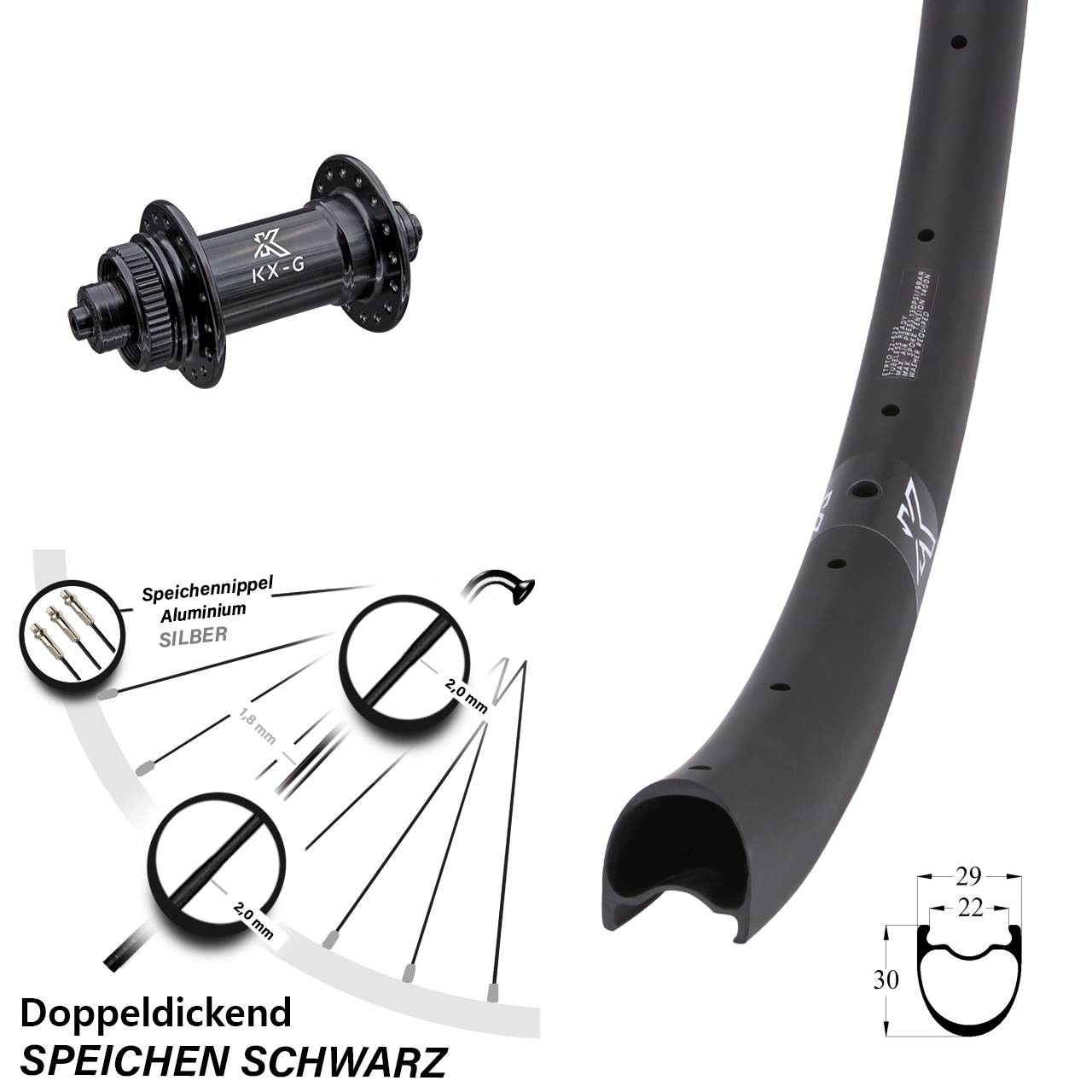 Disc Laufrad 28 Zoll KX-GRC Gravel Carbon QR