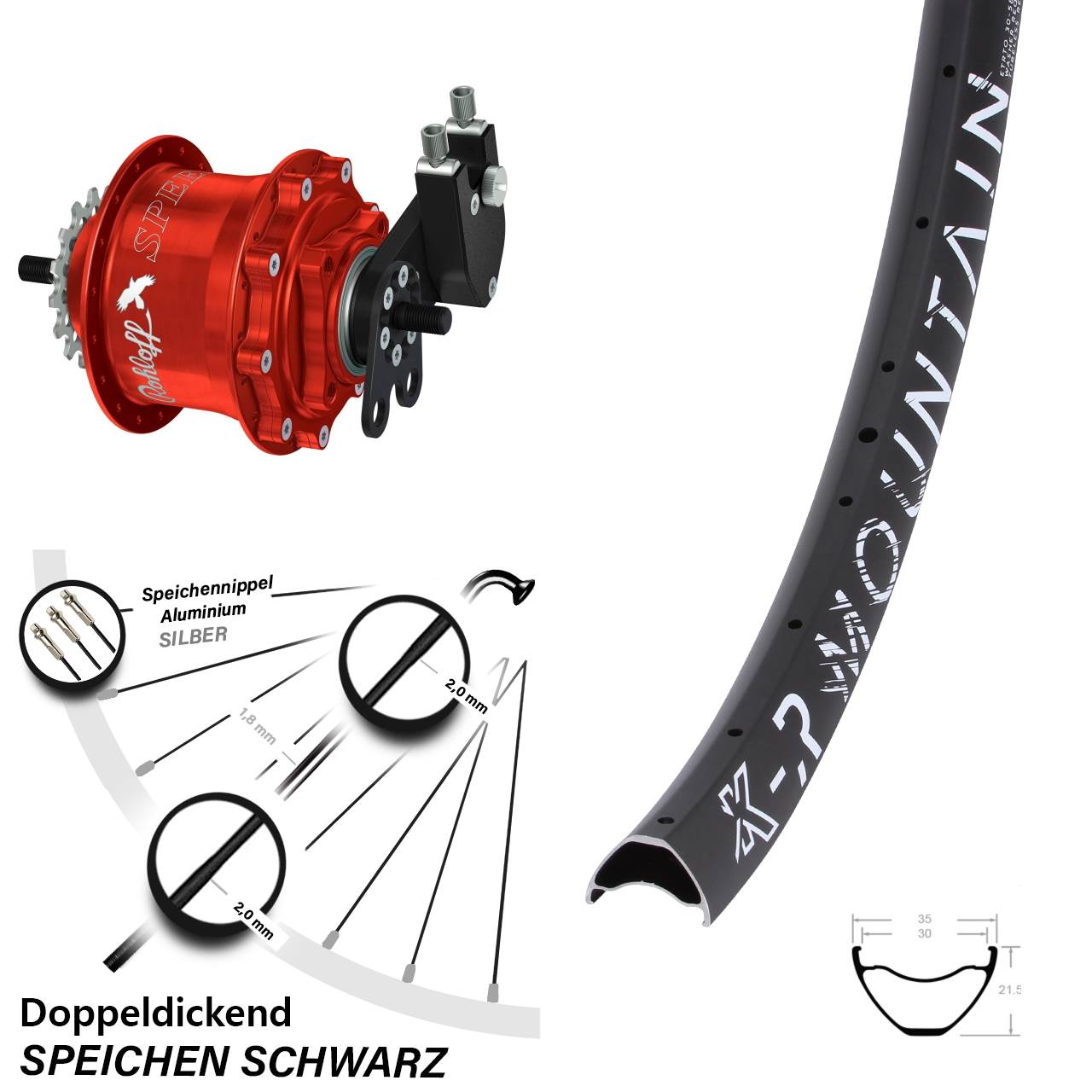 29 Zoll KX-R Mountain Rohloff Speedhub TS DB Tandem rot