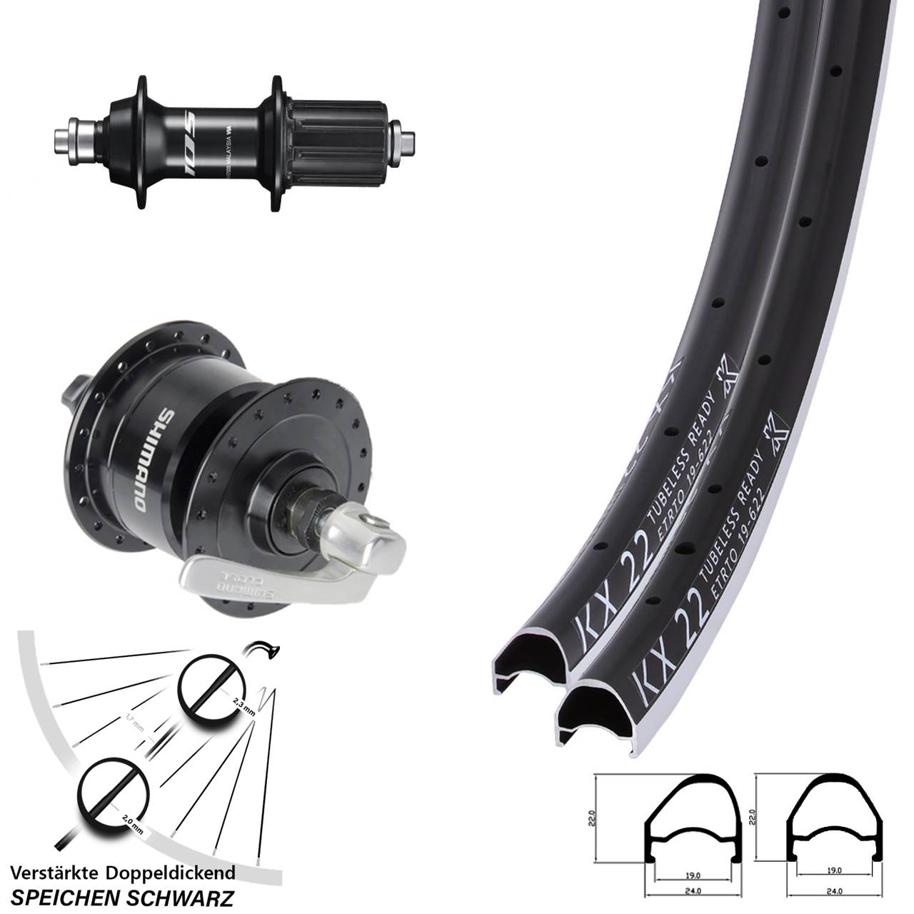 KX 22 OS Shimano 105 DH3N72 28 Zoll Laufradsatz für Schnellspanner 8-12 fach