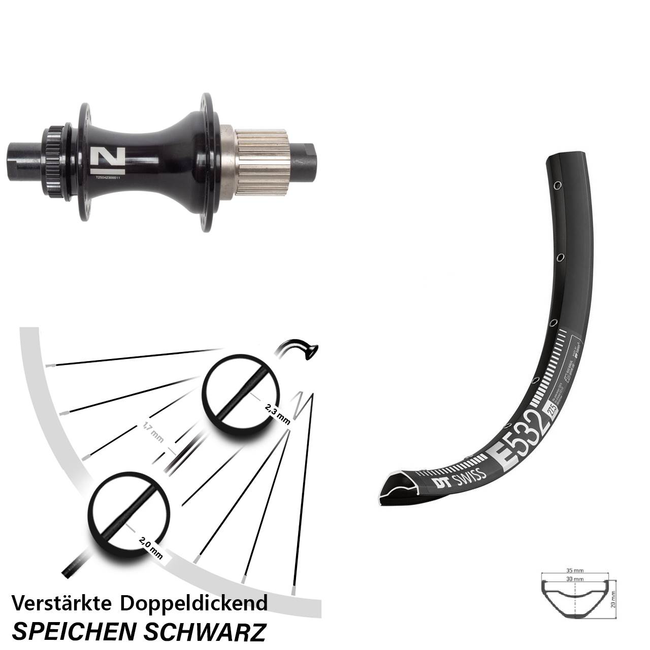 Centerlock Hinterrad 12x148 29 Zoll DT Swiss E532 Novatec D462SB Shimano Micro Spline