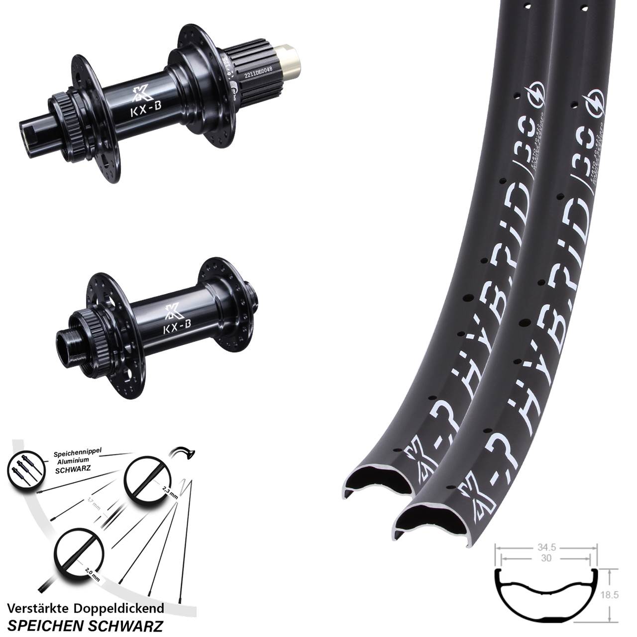 Centerlock Laufradsatz 29 Zoll KX-BR Hybrid 30 Micro Spline 15x110 12x148