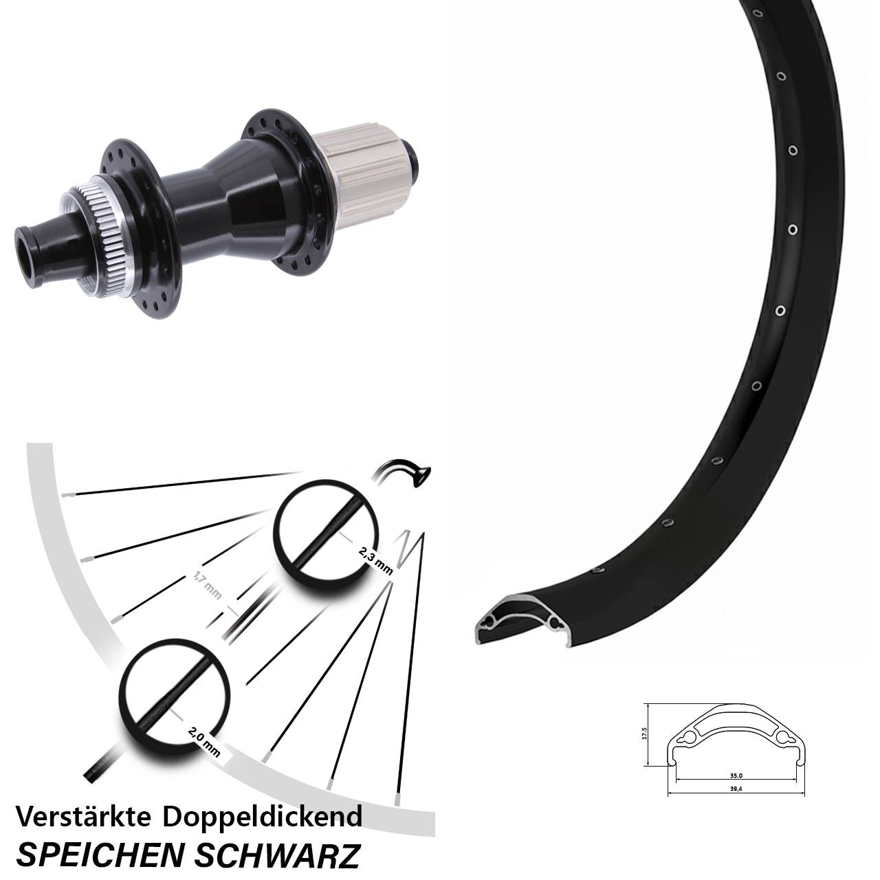 29 Zoll Ryde Disc 35 Novatec CL142 Laufrad 12x142 8-12 fach HG