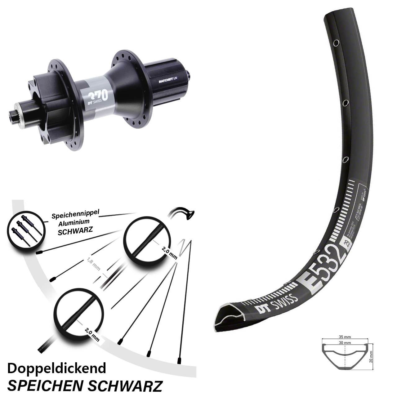 Boost Disc Laufrad für Schnellspanner 29 Zoll DT Swiss E532 370 8-11 fach HG