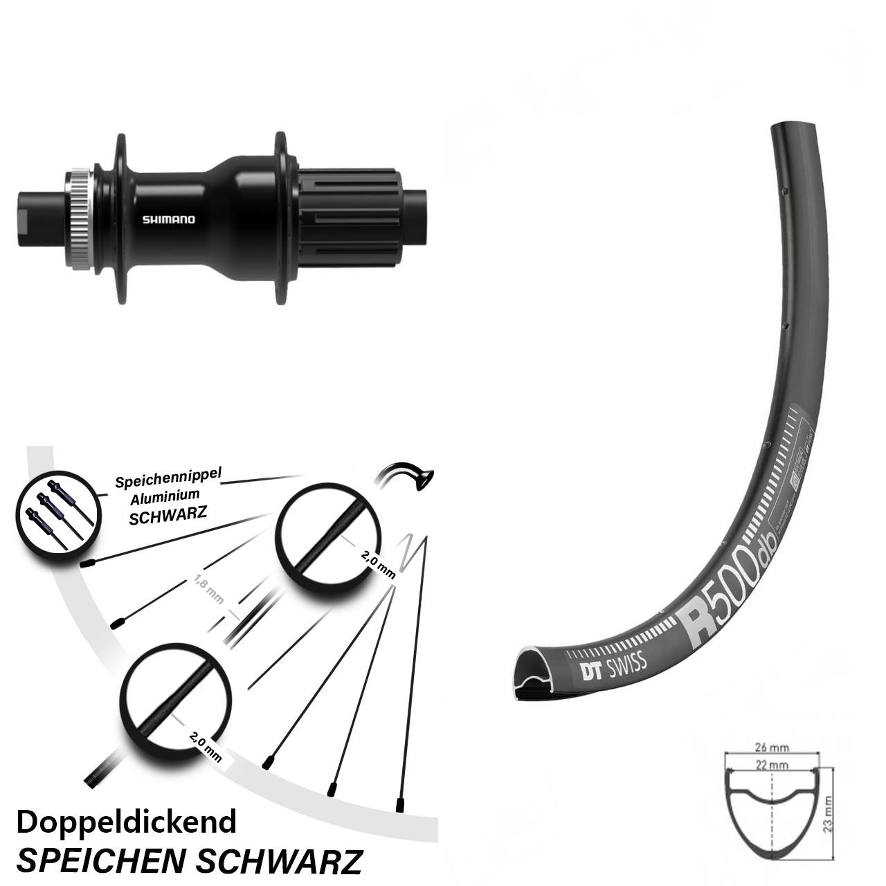 Disc Hinterrad 12x142 28 Zoll DT Swiss R500 Shimano FH-TC500 11-12 fach