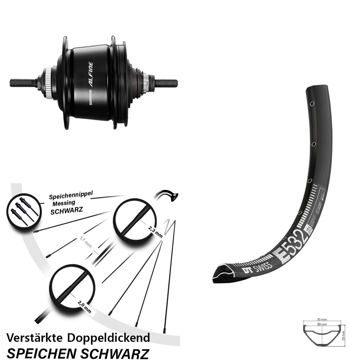 DT Swiss E532 Hinterrad Shimano Alfine 8 Gang Disc 29 Zoll
