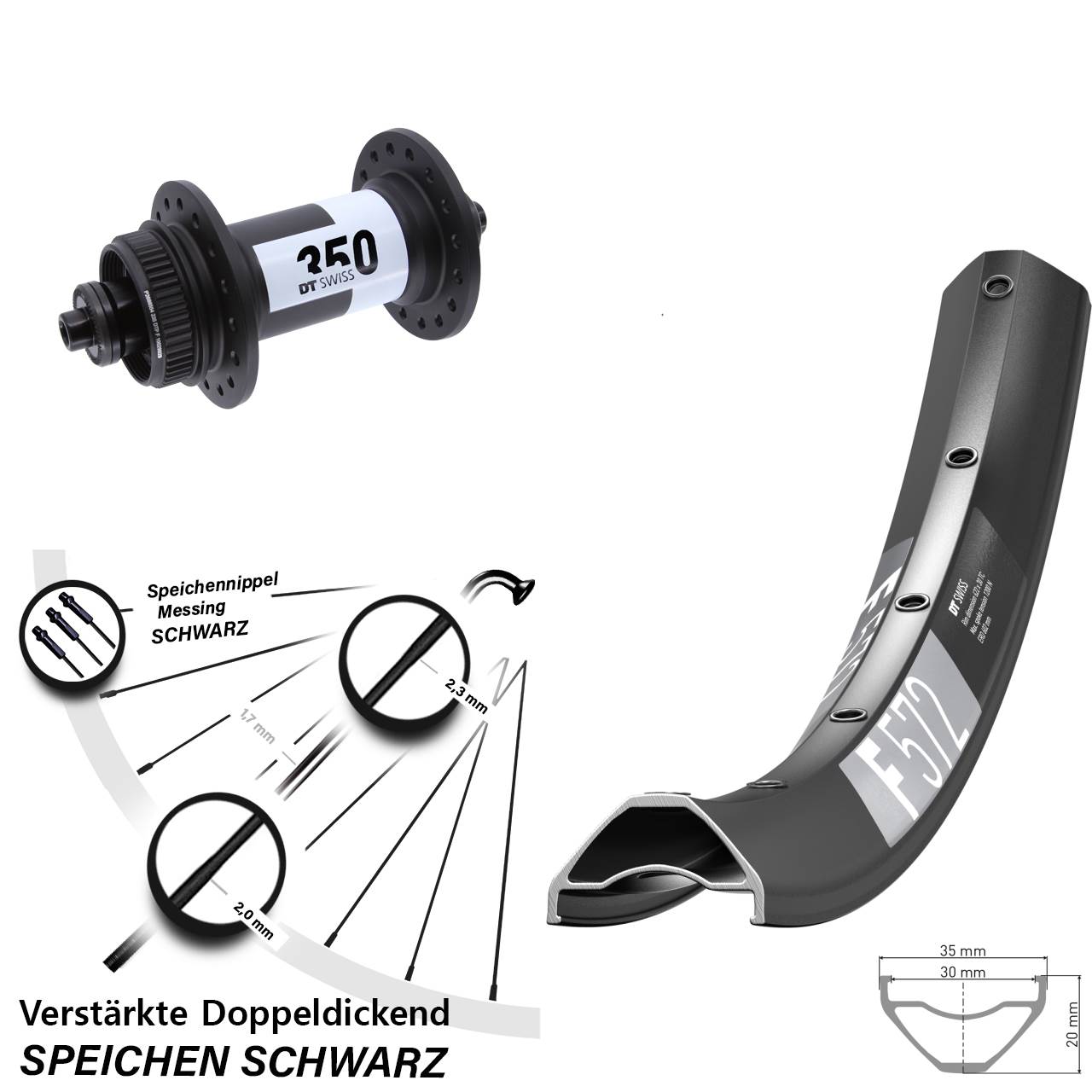 Disc 650B Vorderrad DT Swiss F 572-350 QR