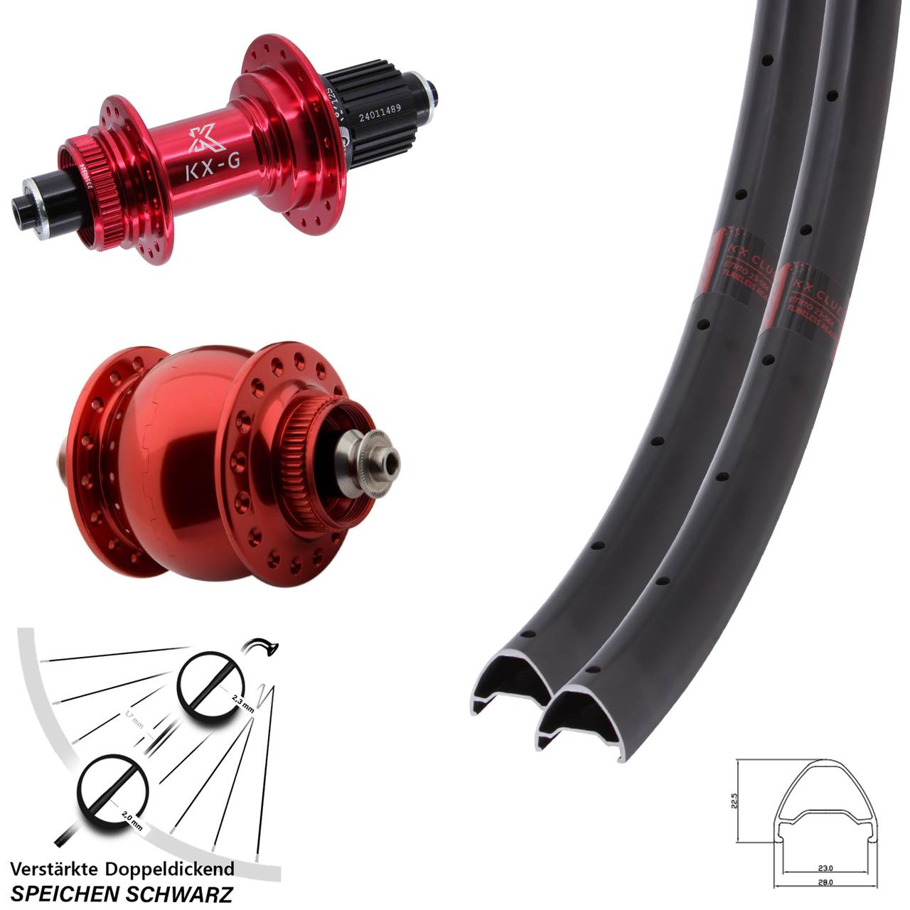 Centerlock Laufradsatz 28-29 Zoll KX-G Clue SON 28 Shimano Micro Spline für Schnellspanner