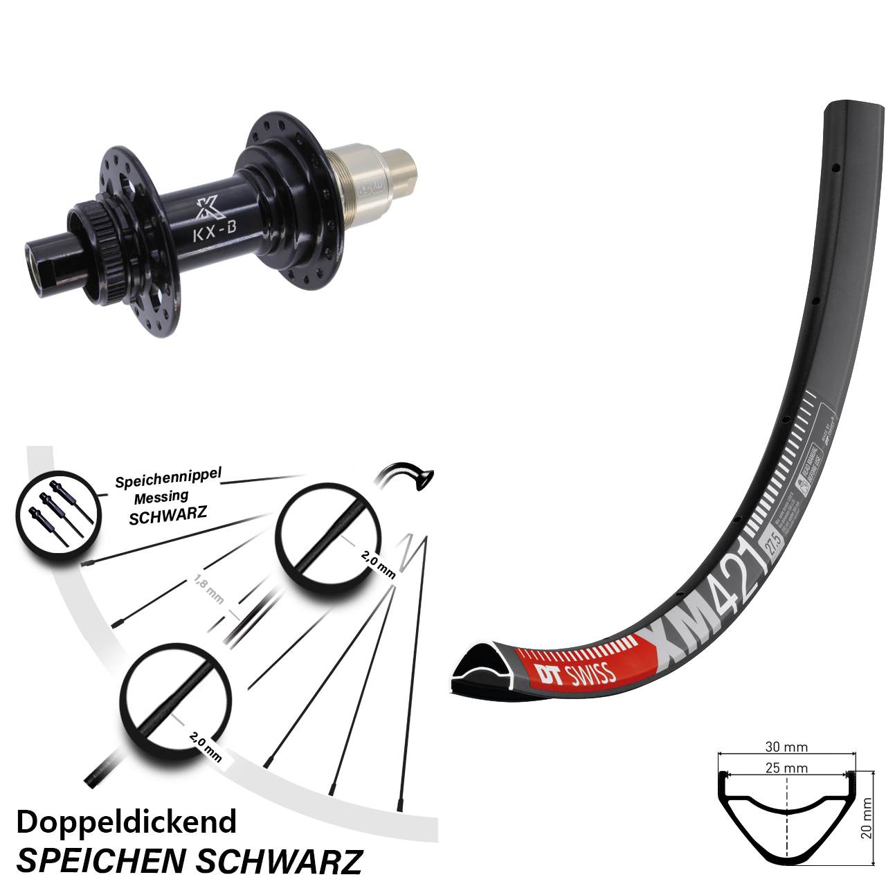 Hinterrad 27,5 Zoll DT Swiss XM 421 KX-B Centerlock XD 12x148