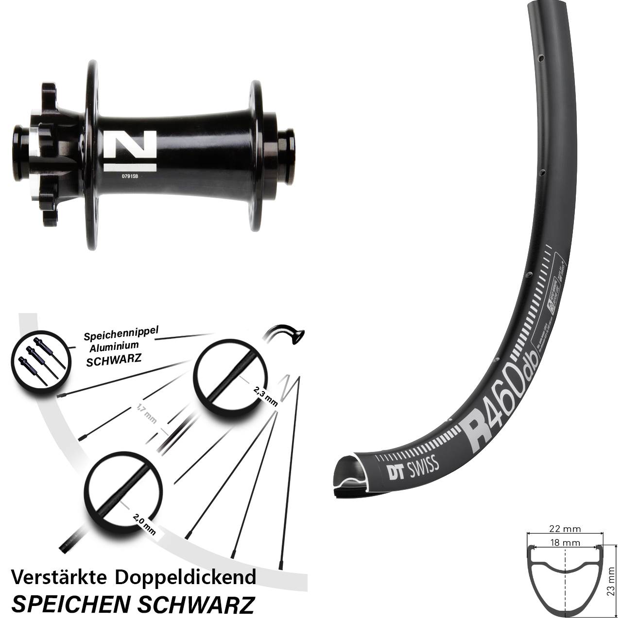 6-Loch Vorderrad 12x100 28 Zoll DT Swiss R 460 Novatec D791