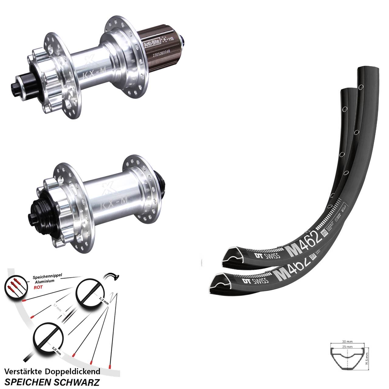Laufradsatz 6-Loch QR 27,5 Zoll DT Swiss M462 KX-M 8-12 fach HG