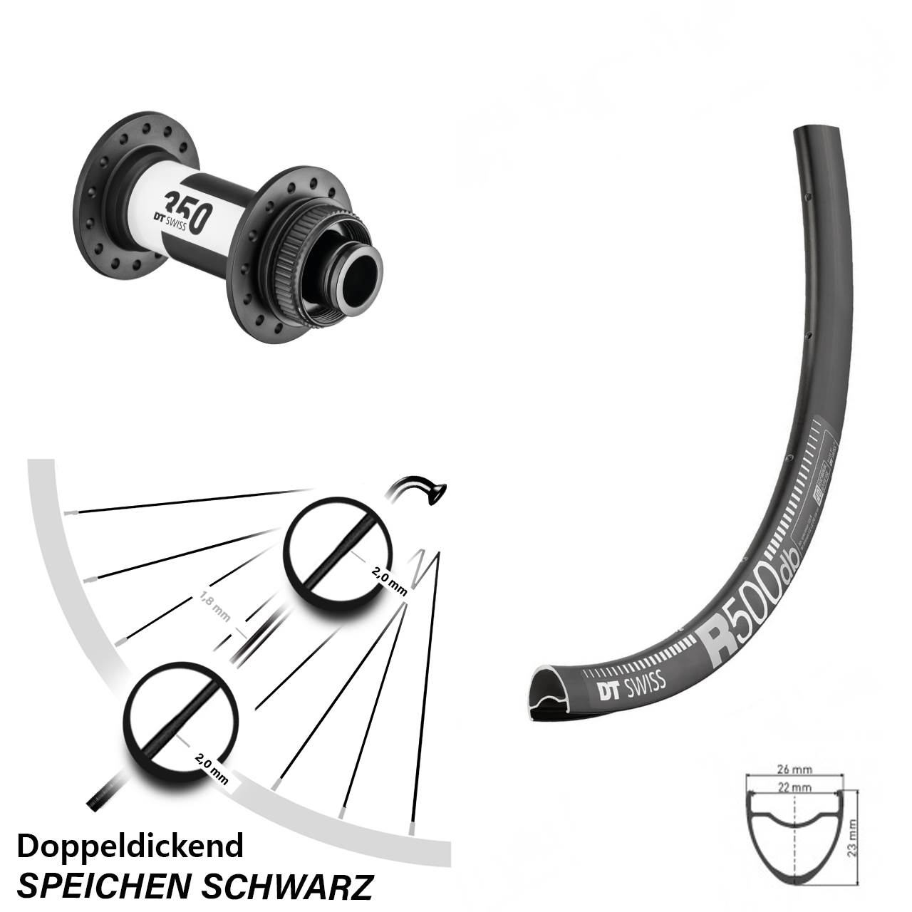 DT Swiss R500-350 Disc Vorderrad 28 Zoll 15x100 mm Road