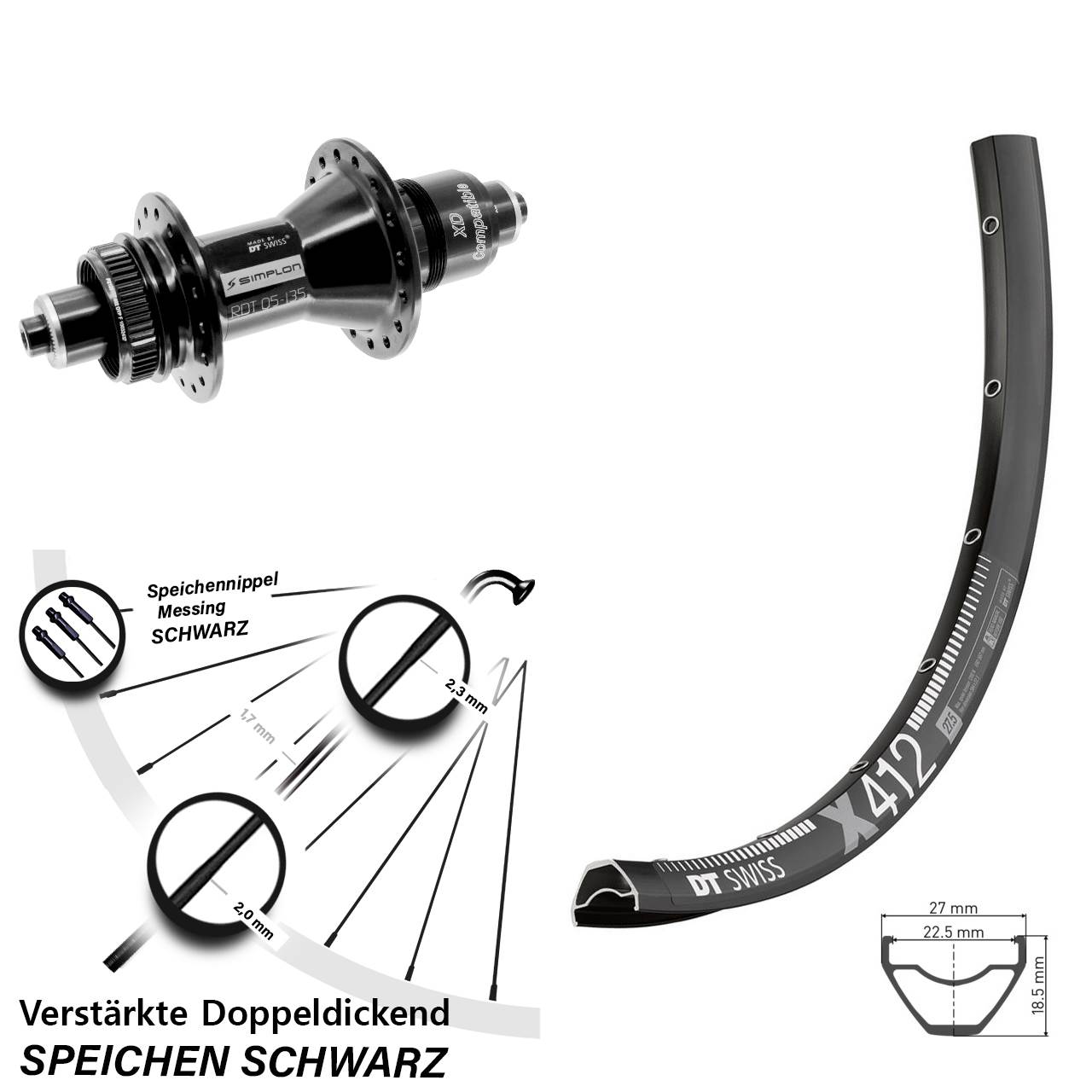 Disc Laufrad 29 Zoll DT Swiss X 412-370 SRAM XD für Schnellspanner