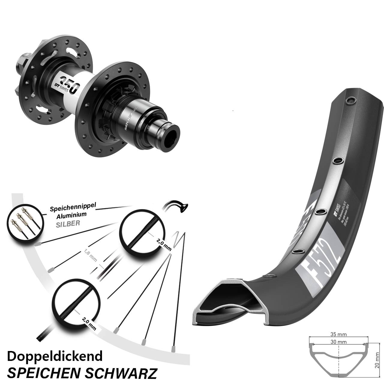 Hinterrad 6-Loch 27,5 Zoll DT Swiss F 572-350 DEG 72 XD 11-12 fach 12x148