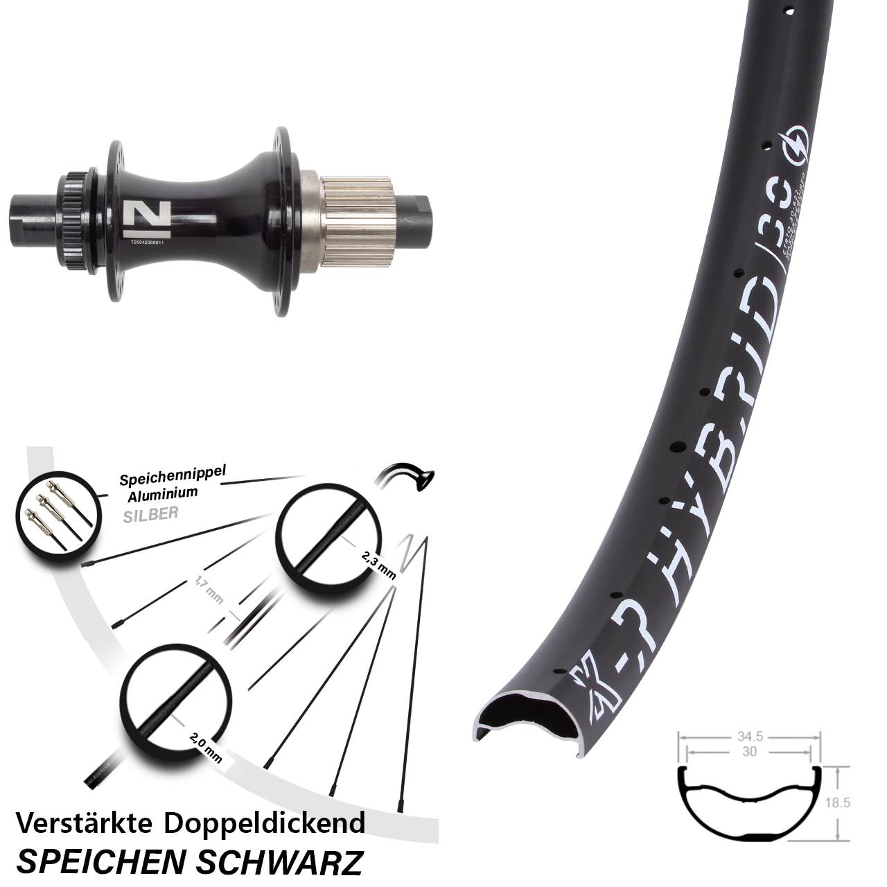 KX-R Hybrid 30 Novatec D462 29 Zoll Disc Hinterrad 12x148 Shimano Micro Spline