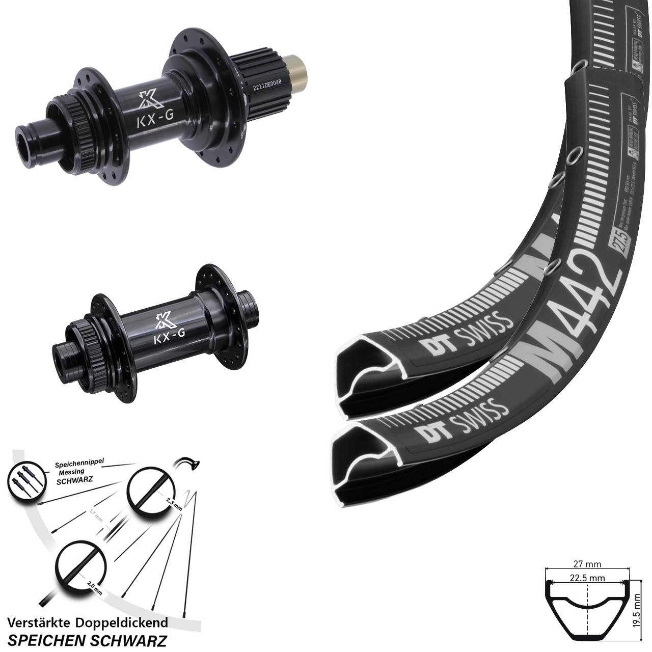 Centerlock Laufradsatz 28 Zoll DT Swiss M442 KX-G Shimano Micro Spline 12x100/142