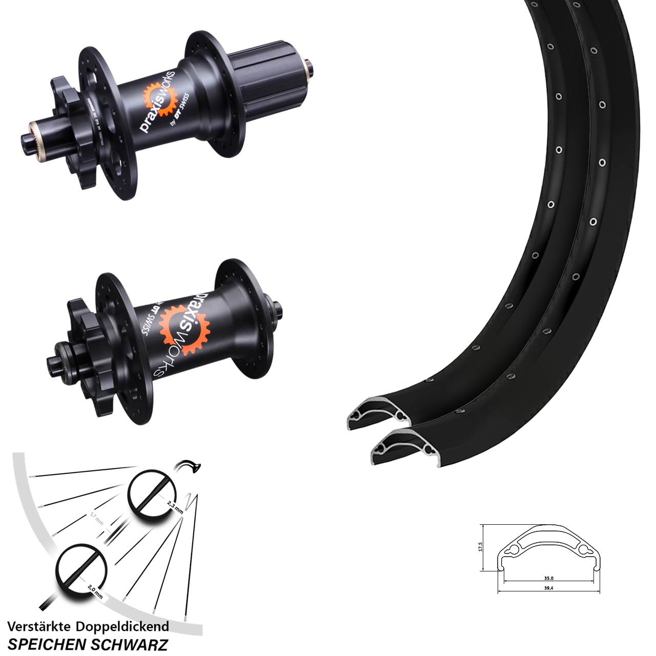 29 Zoll Ryde Disc 35-350 DT Swiss QR 11-fach Laufradsatz QR 8-11 fach HG