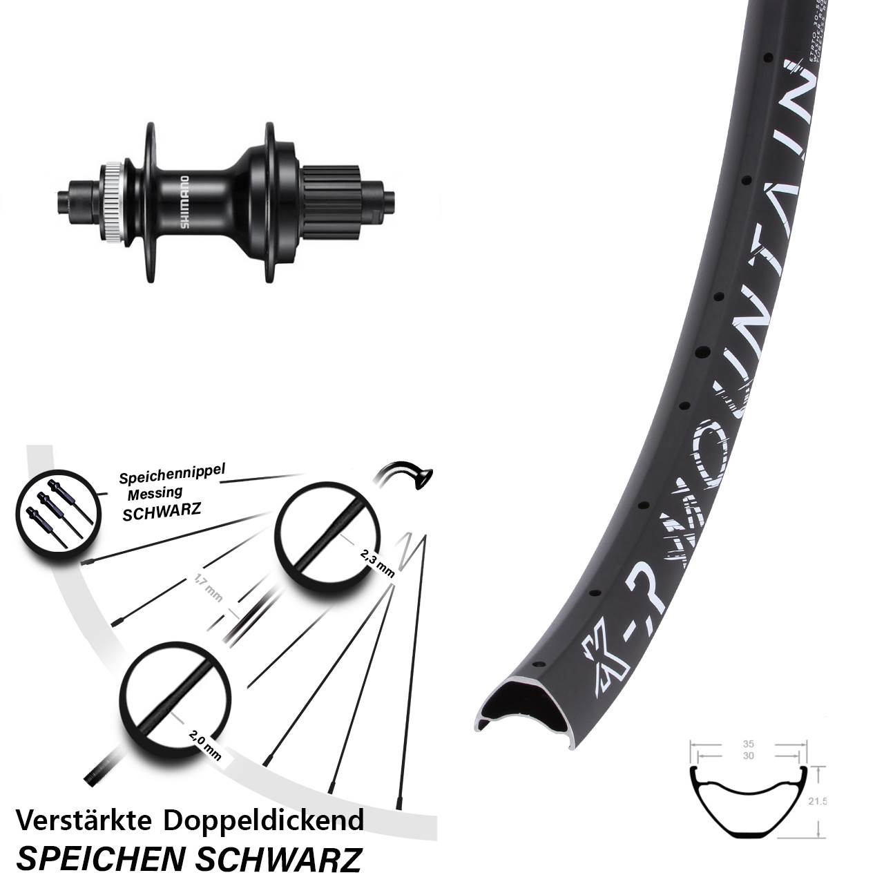 KX-R Mountain Shimano MT500 29 Zoll Hinterrad Centerlock für Schnellspanner Micro Spline