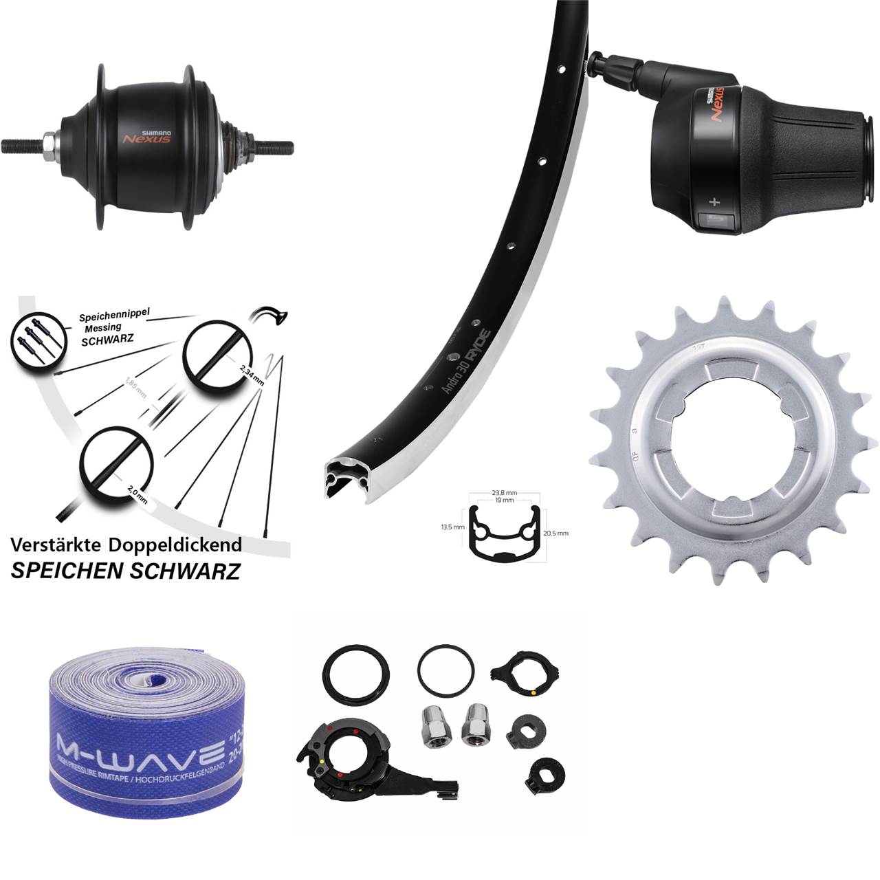 Hinterrad 28 Zoll Ryde Andra 30 Shimano Nexus 8 Gang Premium