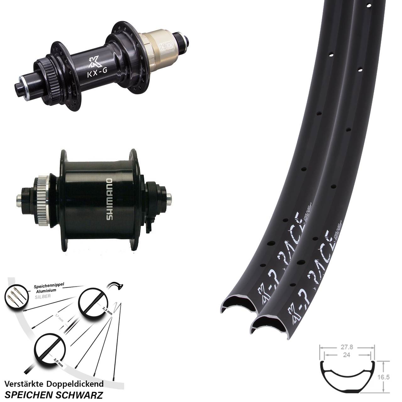 Laufradsatz für Schnellspanner KXR-G Race Shimano DH-UR700-3D SRAM XDR