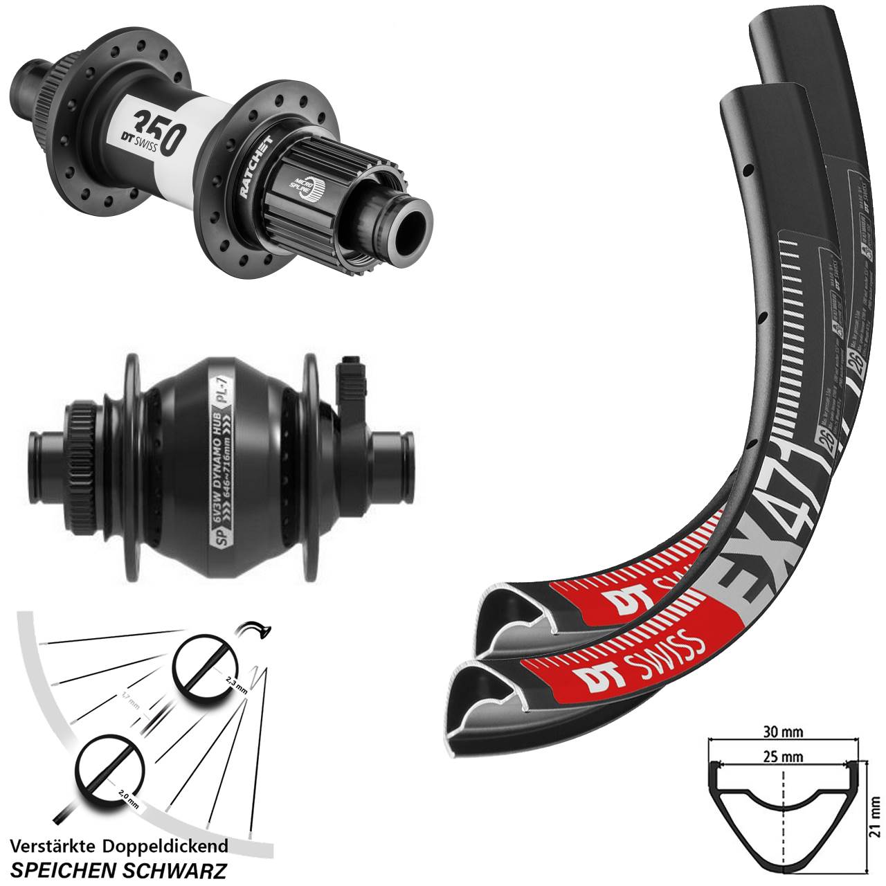 26 Zoll DT Swiss EX471 SP PL-7 350 Micro Spline Centerlock Laufradsatz 12x100/142