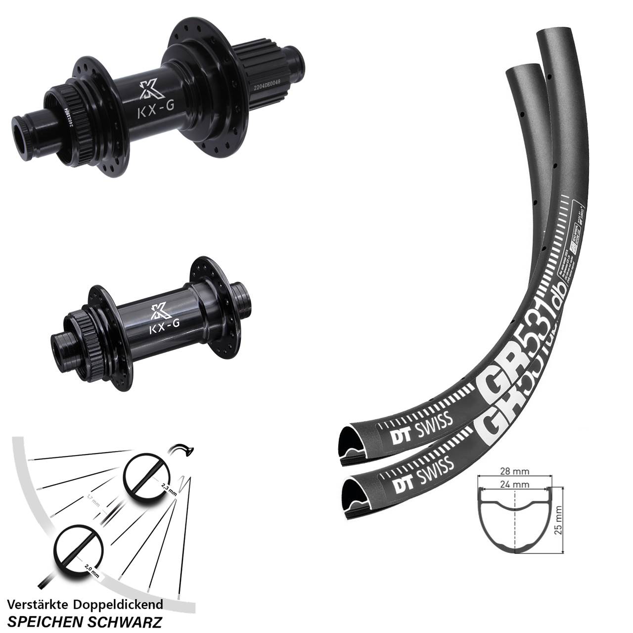 DT Swiss GR531 KX-GS Heavy Duty 27,5 Zoll Centerlock Laufradsatz 12x100/142 Micro Spline