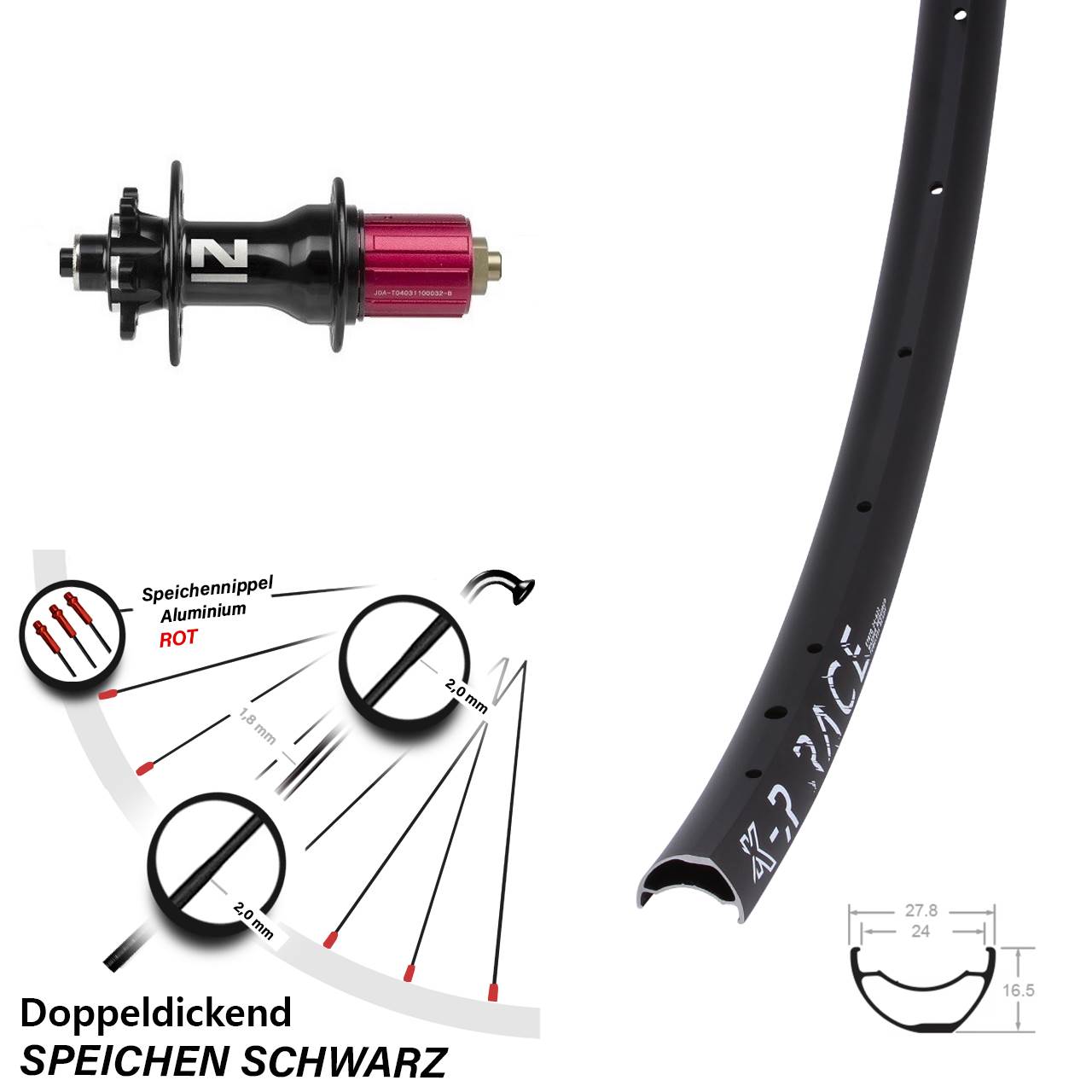 Disc Laufrad KX-R Race Novatec D792SB 8-12 fach HG QR
