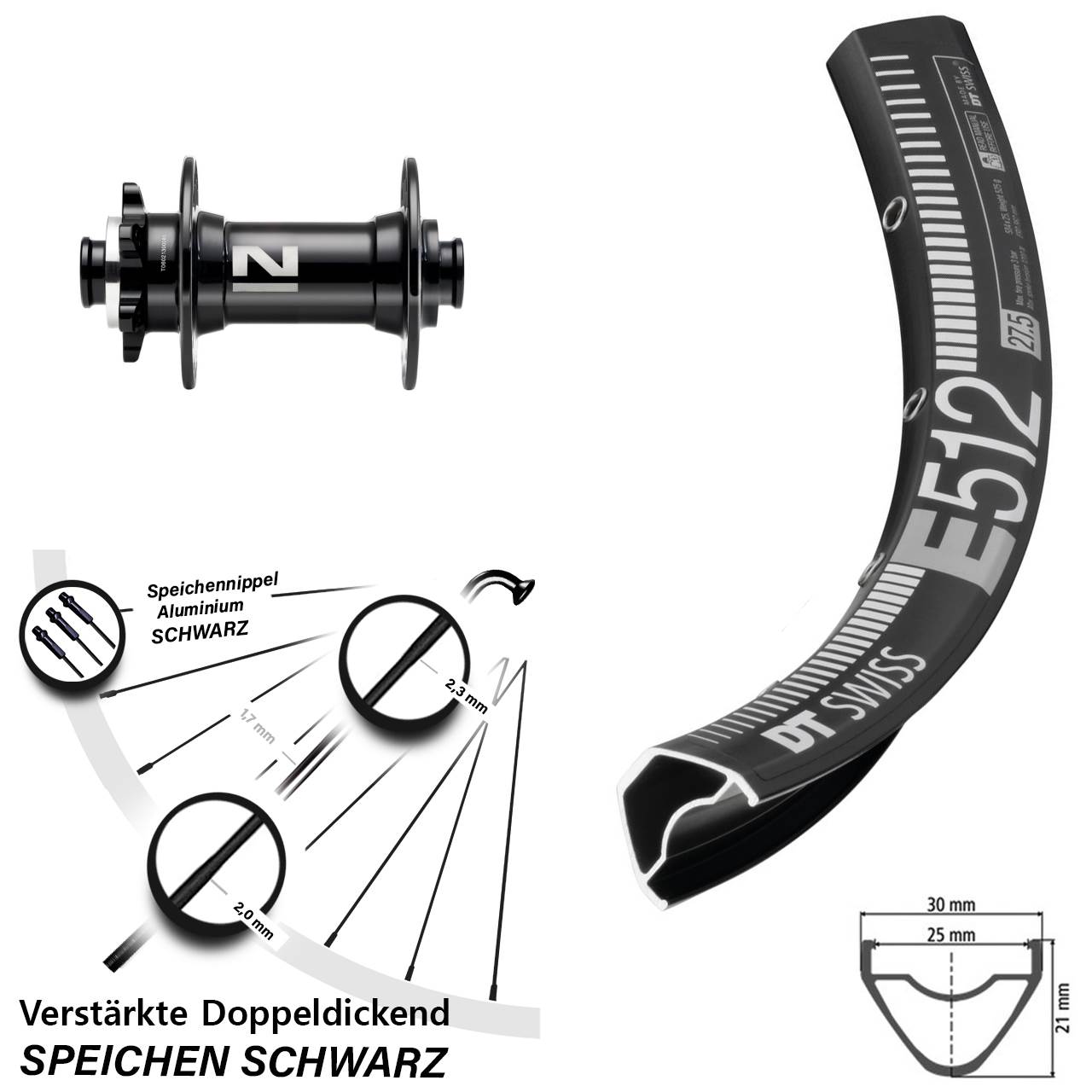 DT Swiss E 512 Novatec D041 650B Vorderrad 6-Loch 15x110 Boost