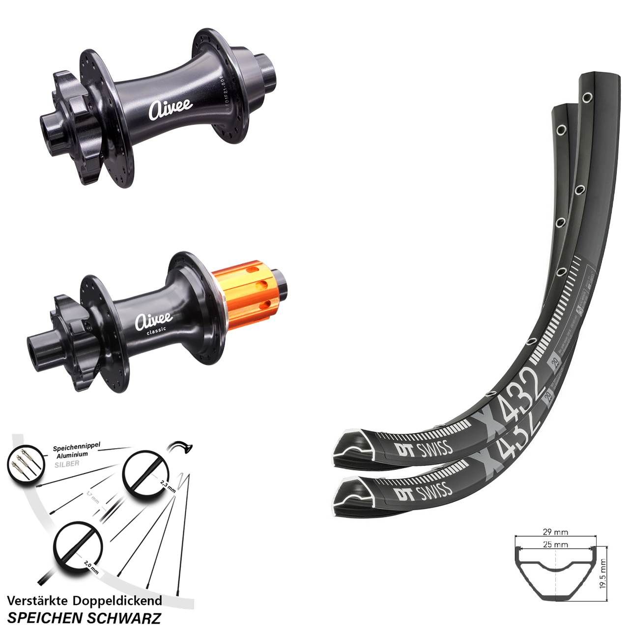 DT Swiss X 432 Aivee 29 Zoll Laufradsatz 6-Loch 15x110 12x148 8-12 fach HG